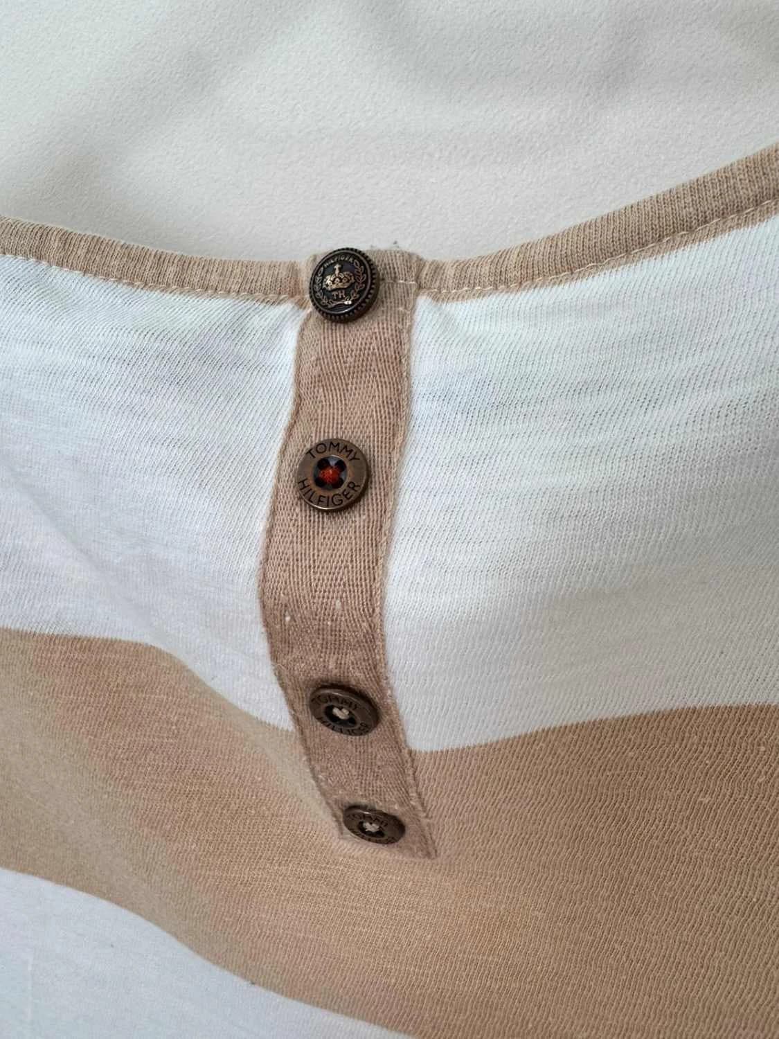 T-shirt Tommy Hilfiger rayé manches trois quarts beige blanc taille XS - FP2512199 - Photo 7/8