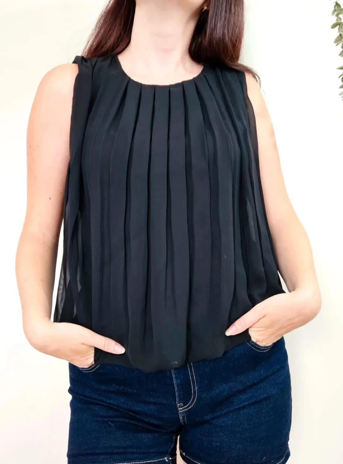 Top plissé sans manches Calvin Klein noir taille S - Photo 1/6