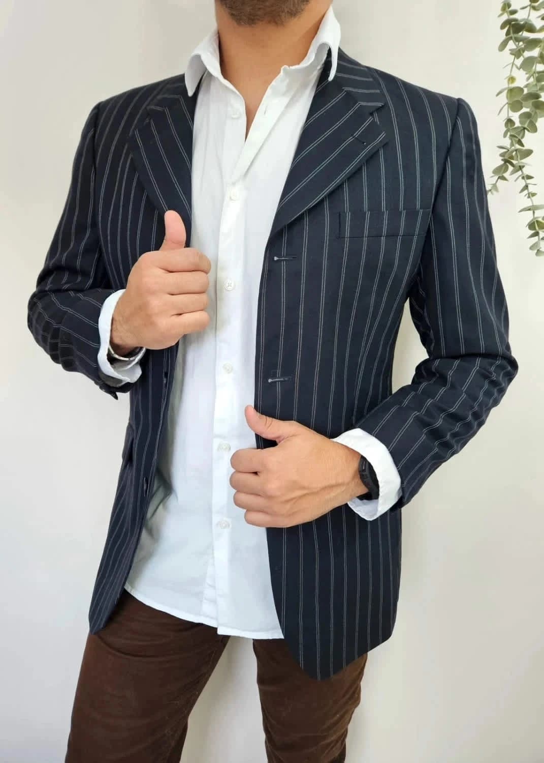 Blazer bleu foncé/noir à rayures Kenzo en laine taille 48/M - Photo 1/11