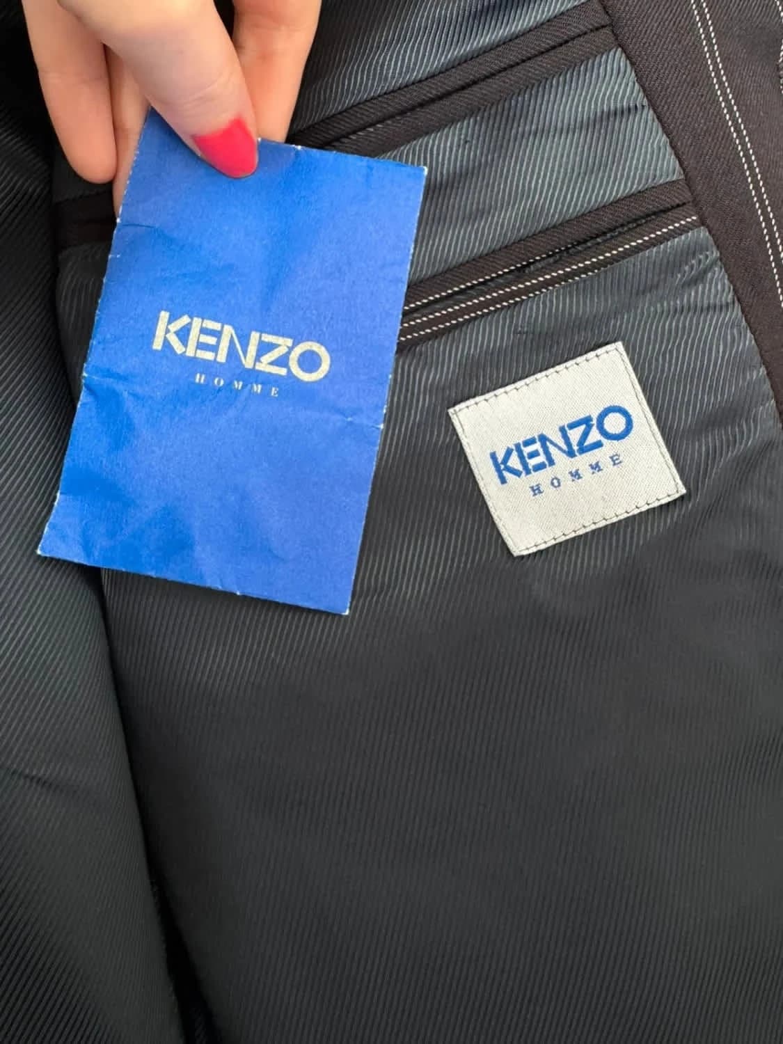 Blazer bleu foncé/noir à rayures Kenzo en laine taille 48/M - Photo 7/11