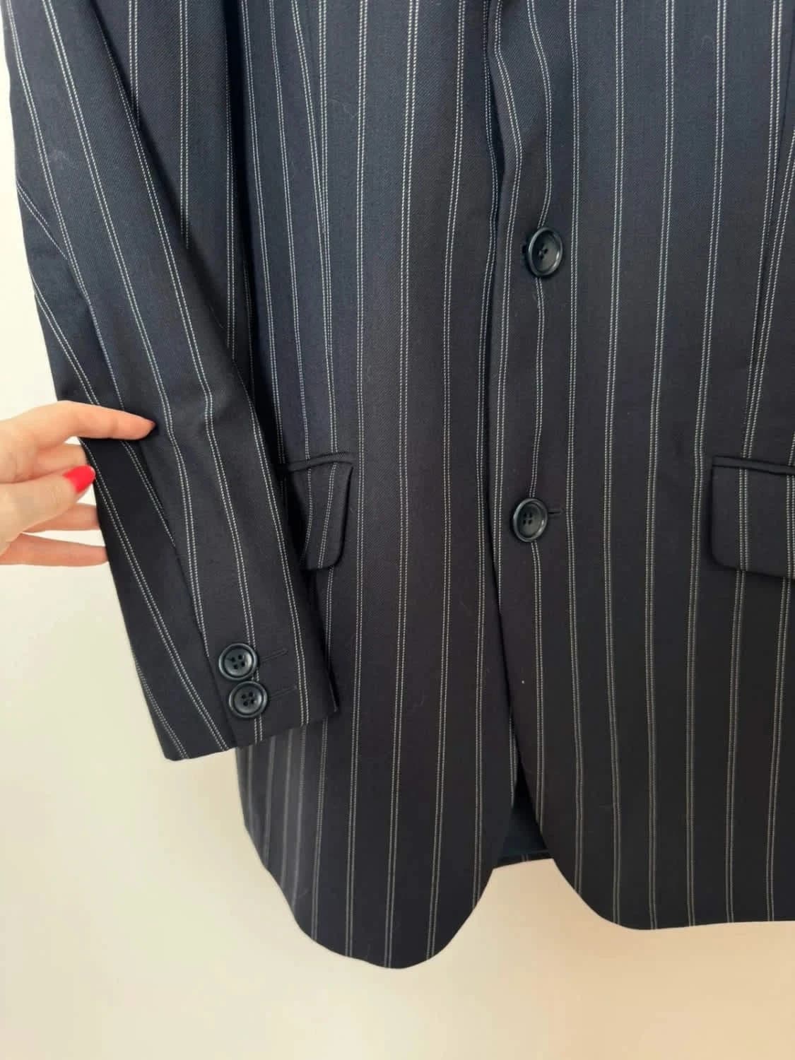 Blazer bleu foncé/noir à rayures Kenzo en laine taille 48/M - Photo 4/11