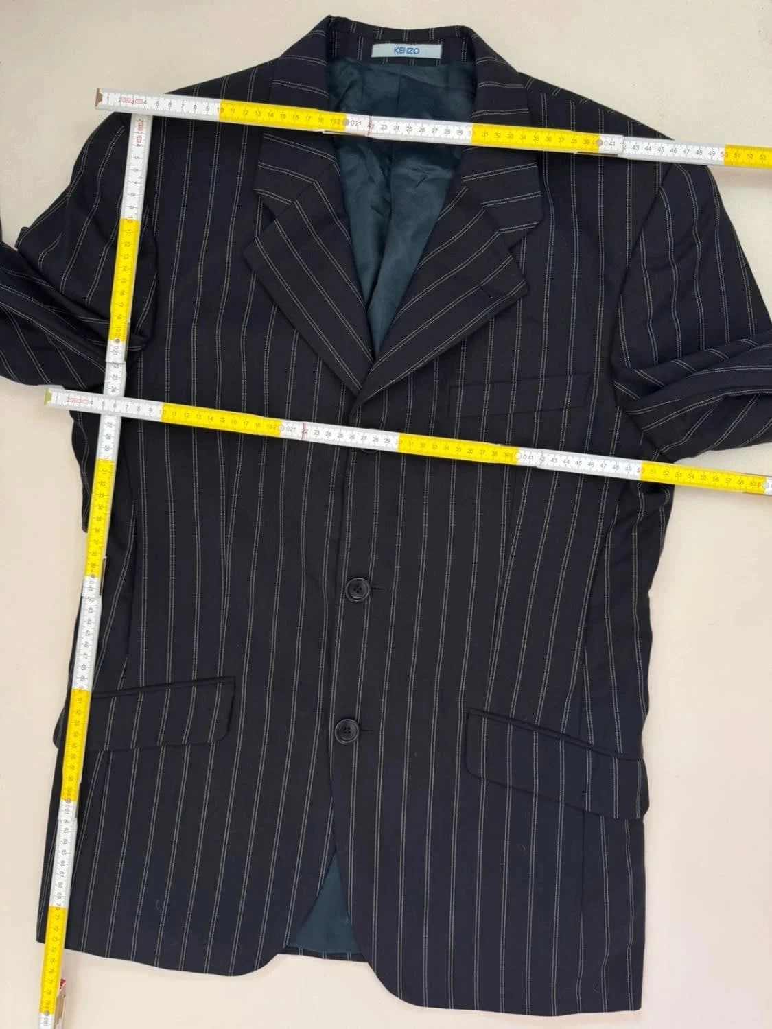 Blazer bleu foncé/noir à rayures Kenzo en laine taille 48/M - Photo 10/11