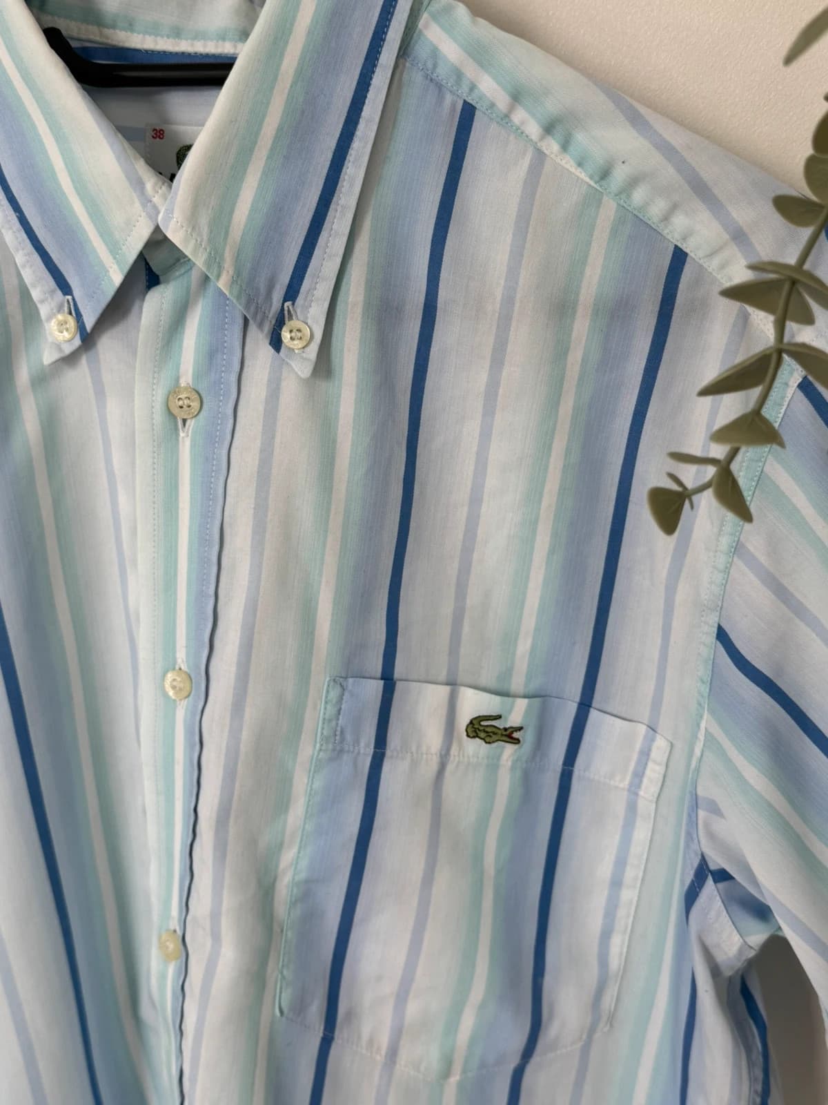 Chemise manches courtes rayée Lacoste bleu pastel taille 38/M - FP260196 - Photo 3/8