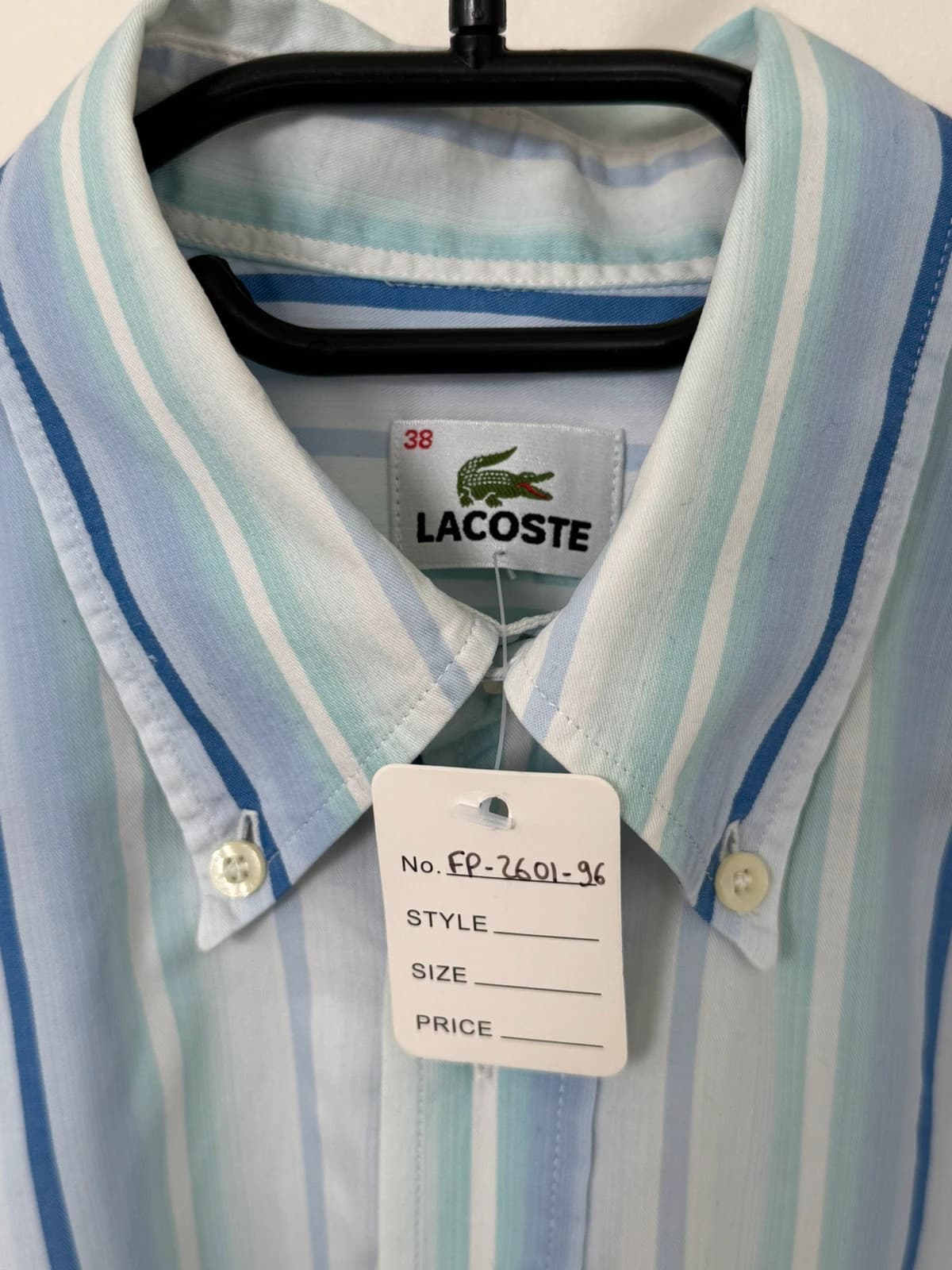 Chemise manches courtes rayée Lacoste bleu pastel taille 38/M - FP260196 - Photo 4/8