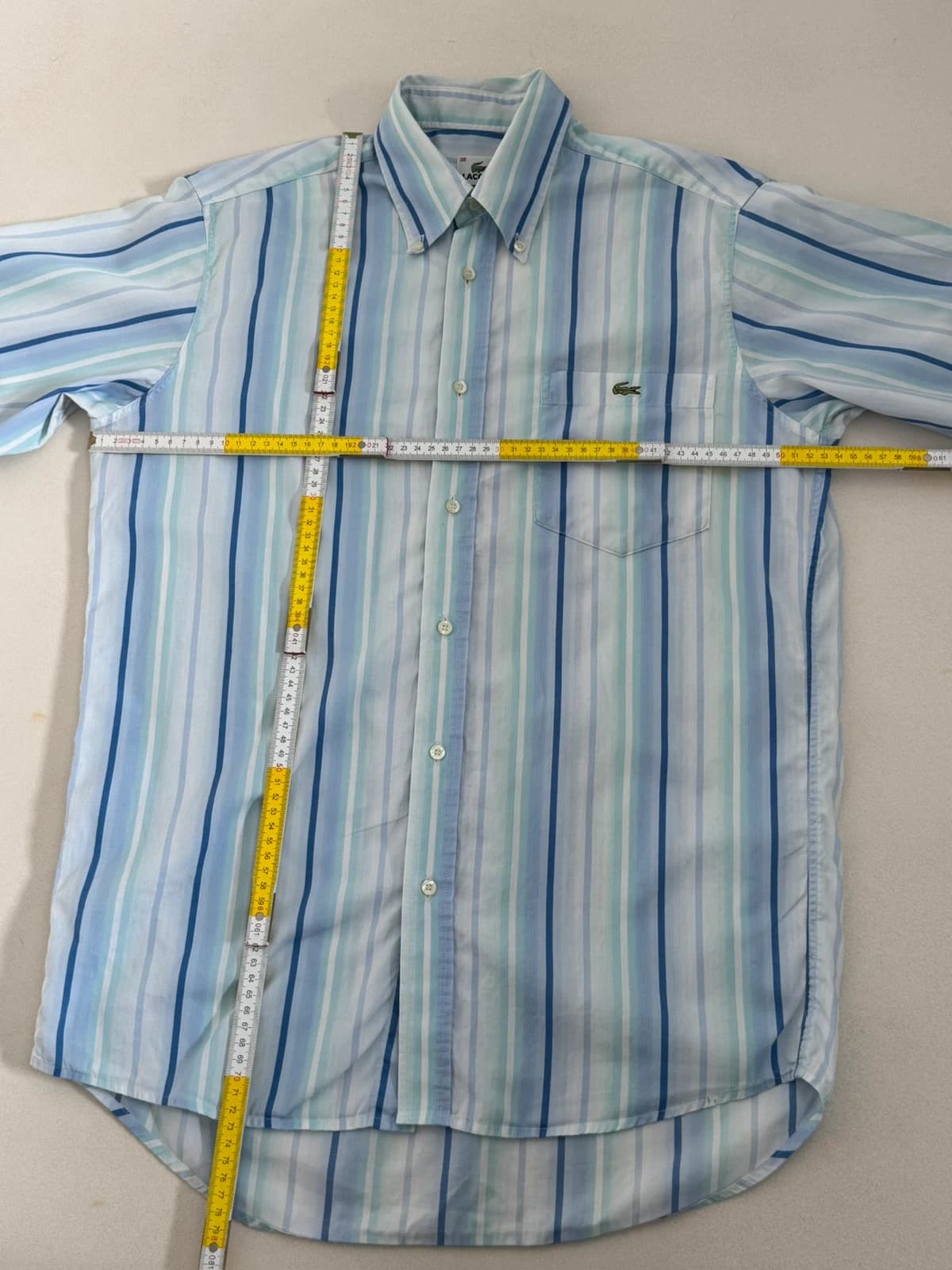 Chemise manches courtes rayée Lacoste bleu pastel taille 38/M - FP260196 - Photo 8/8