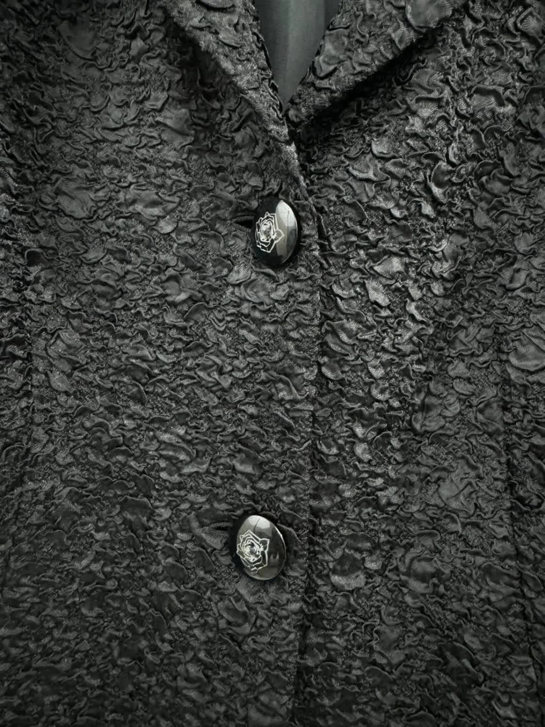 Veste blazer noir texturé Christine Laure avec col et bordure imprimés floraux taille 44 - Photo 3/7