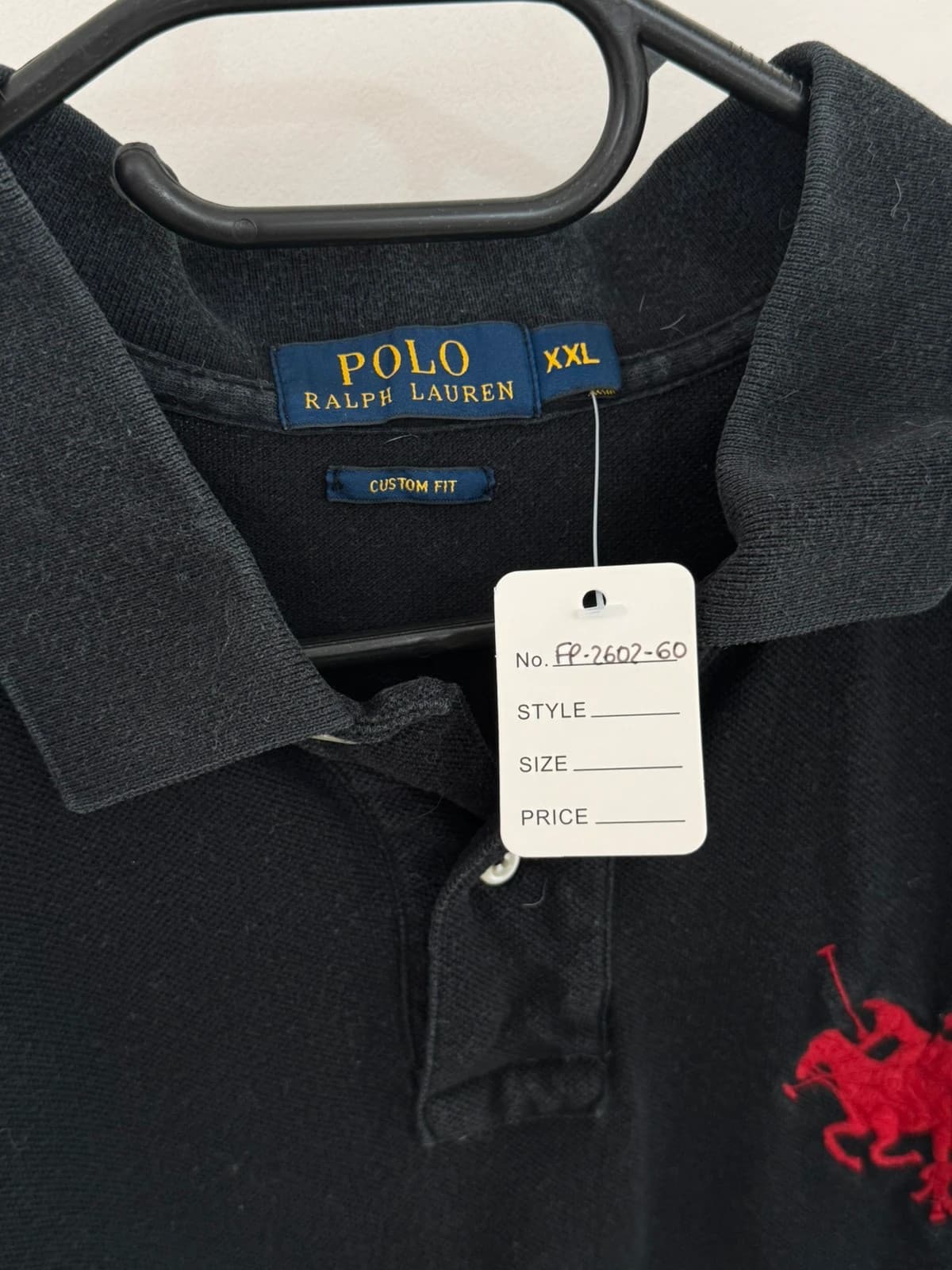 Polo custom fit Ralph Lauren noir logo rouge taille XXL - FP260260 - Photo 7/8