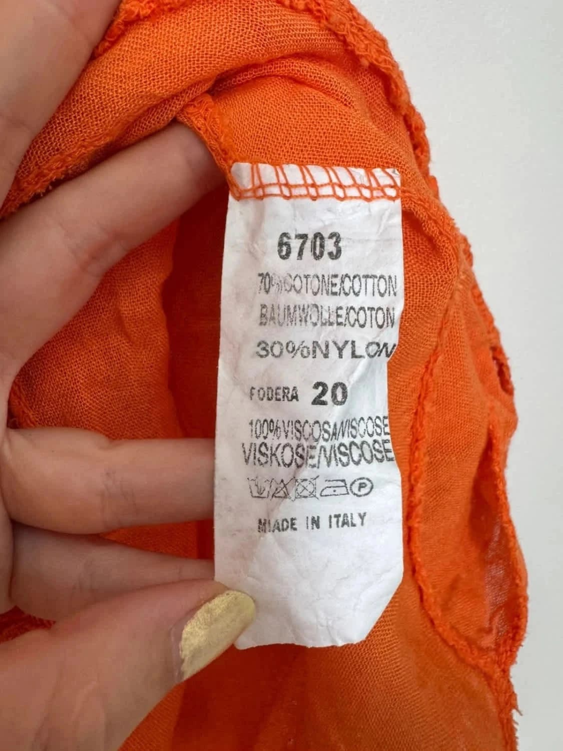 Robe bohème orange en dentelle crochet manches évasées doublée col V - Photo 6/6