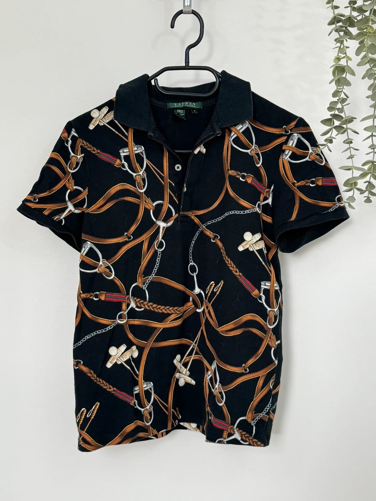 Polo piqué Lauren Ralph Lauren noir imprimé équestre taille S - Photo 2/6