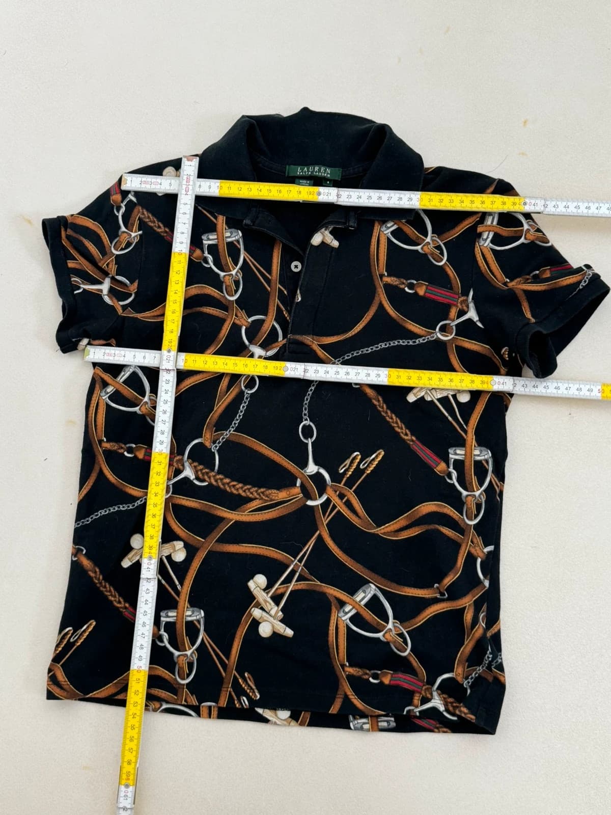 Polo piqué Lauren Ralph Lauren noir imprimé équestre taille S - Photo 6/6