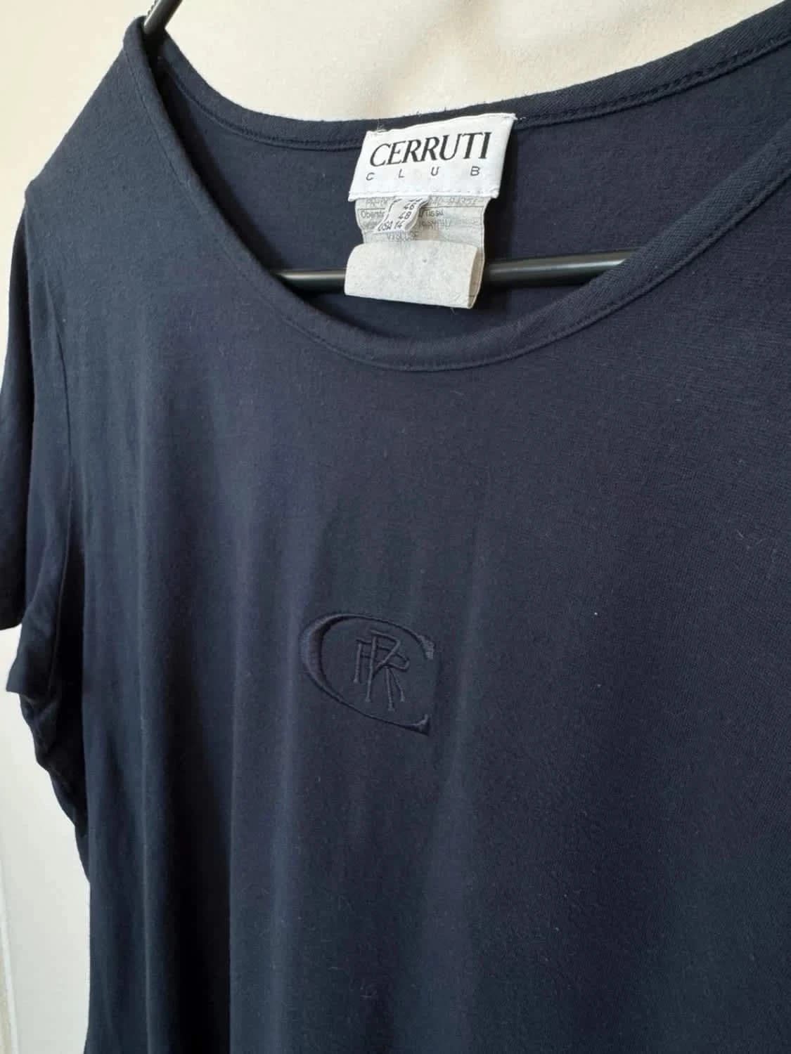 T-shirt bleu marine Cerruti Club logo brodé taille L - Photo 3/4