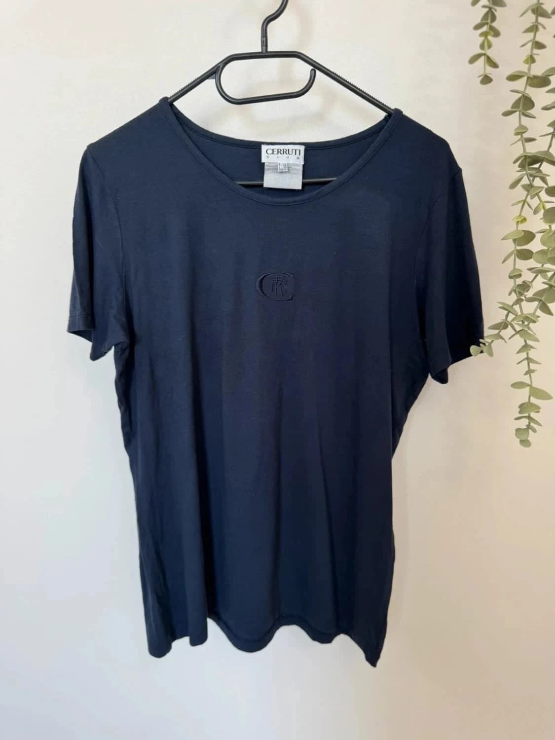 T-shirt bleu marine Cerruti Club logo brodé taille L - Photo 2/4