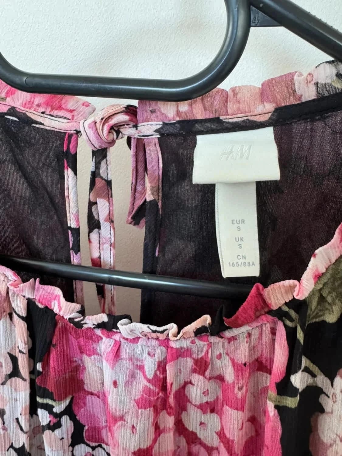 Robe H&M fluide à manches longues imprimé fleurs roses doublée taille S - Photo 3/6