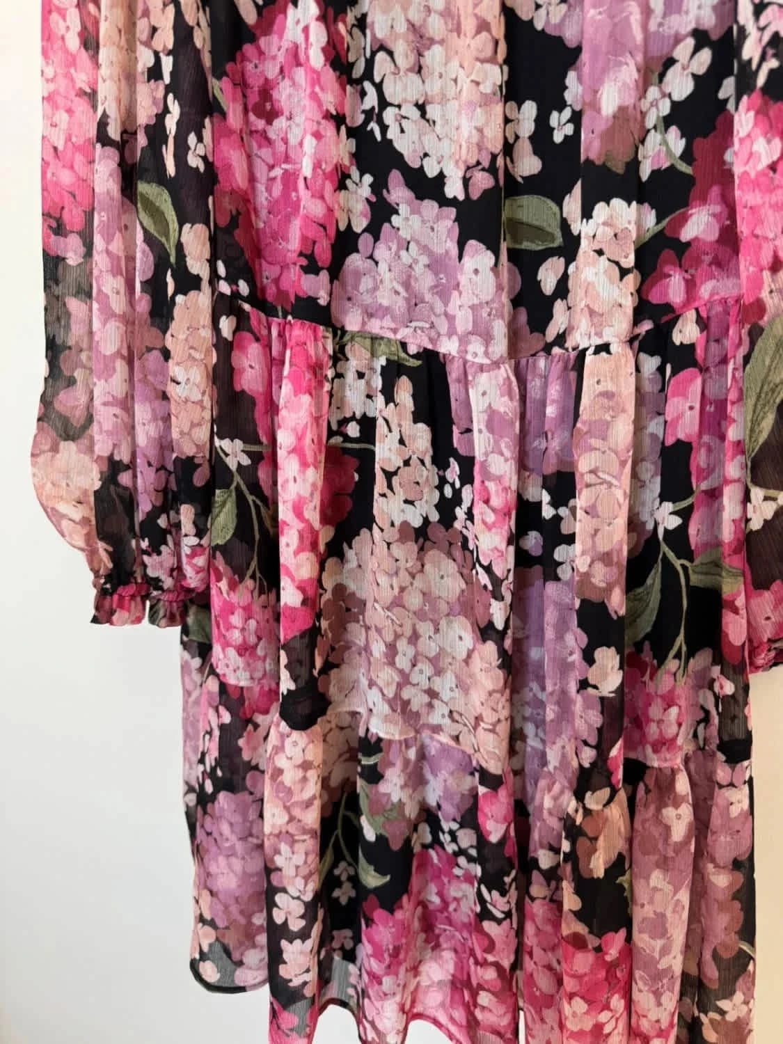 Robe H&M fluide à manches longues imprimé fleurs roses doublée taille S - Photo 4/6