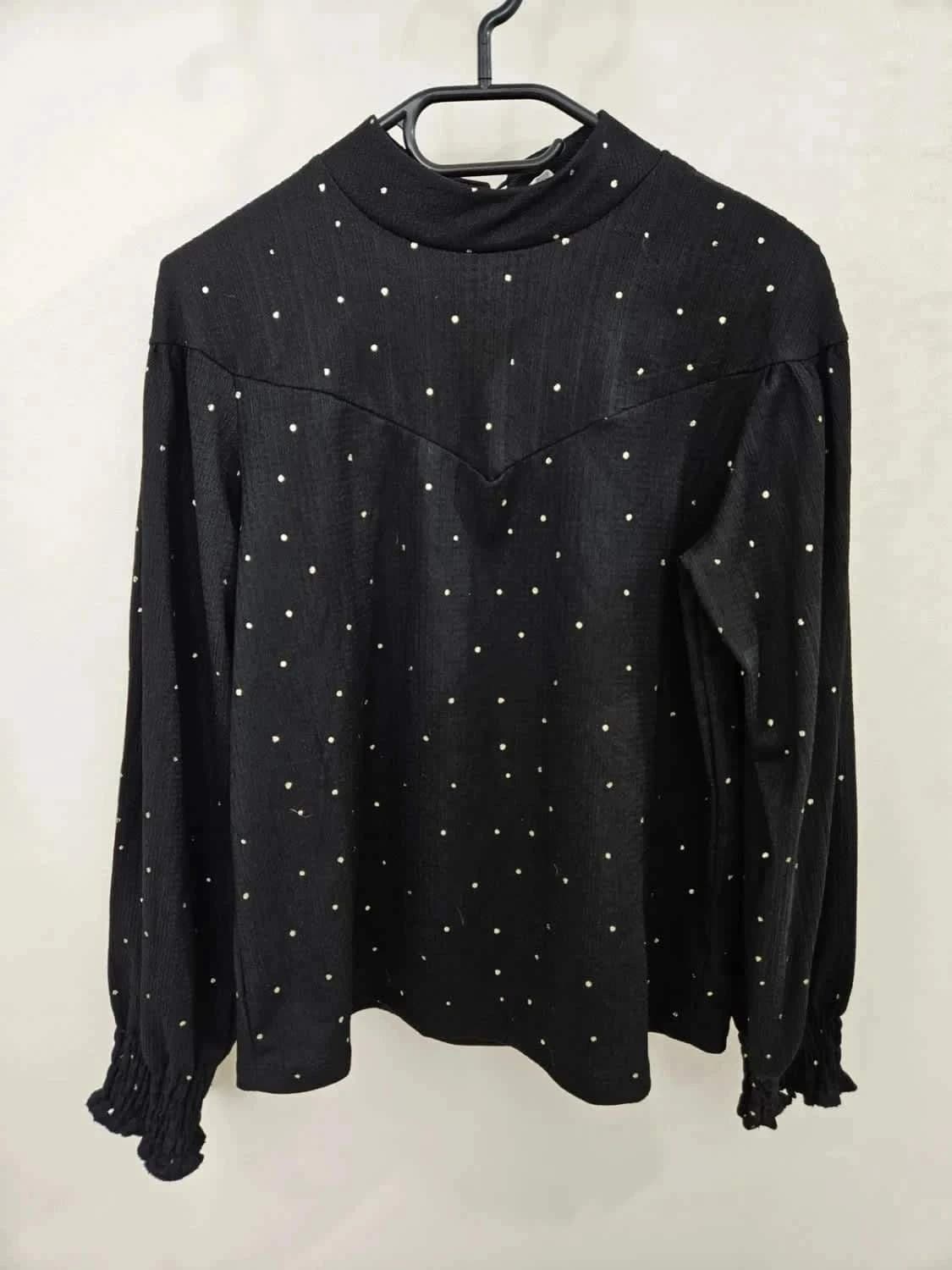 Blouse noire à pois dorés manches longues Naf Naf taille M - Photo 2/5