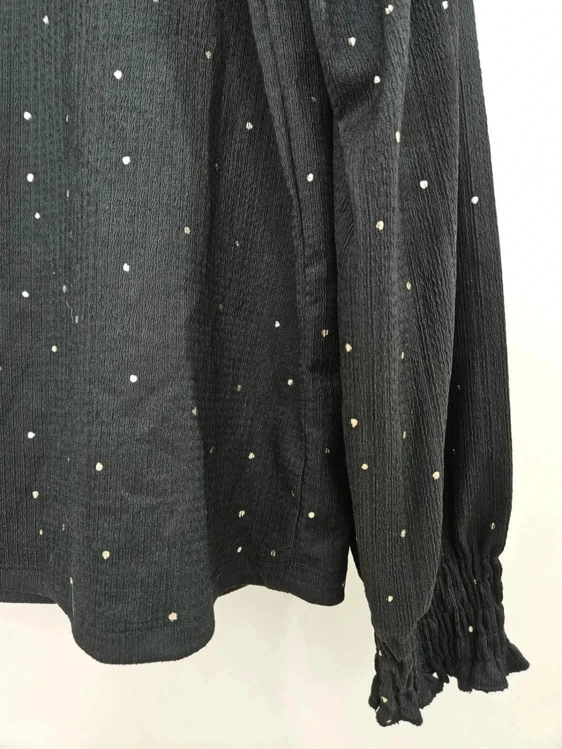 Blouse noire à pois dorés manches longues Naf Naf taille M - Photo 3/5