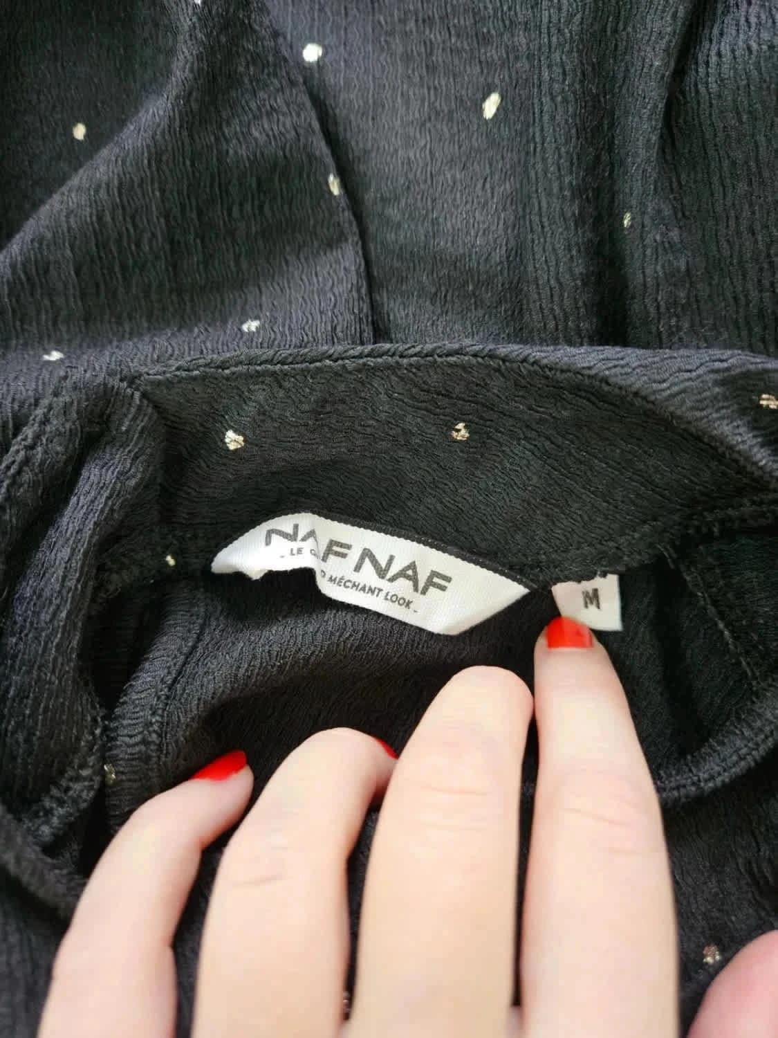 Blouse noire à pois dorés manches longues Naf Naf taille M - Photo 5/5