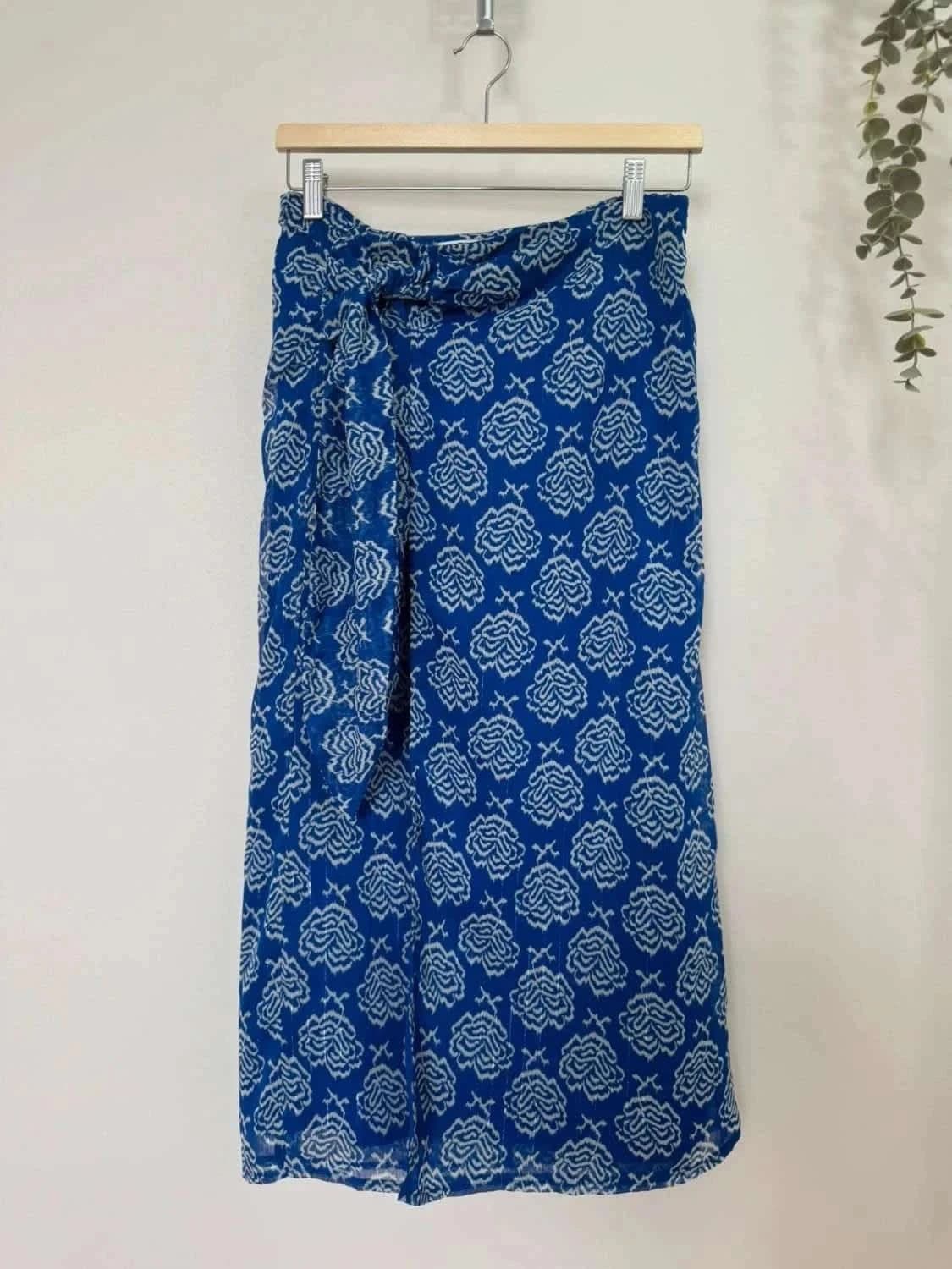 Jupe longue portefeuille Molly Bracken bleue fluide taille S - Photo 2/6