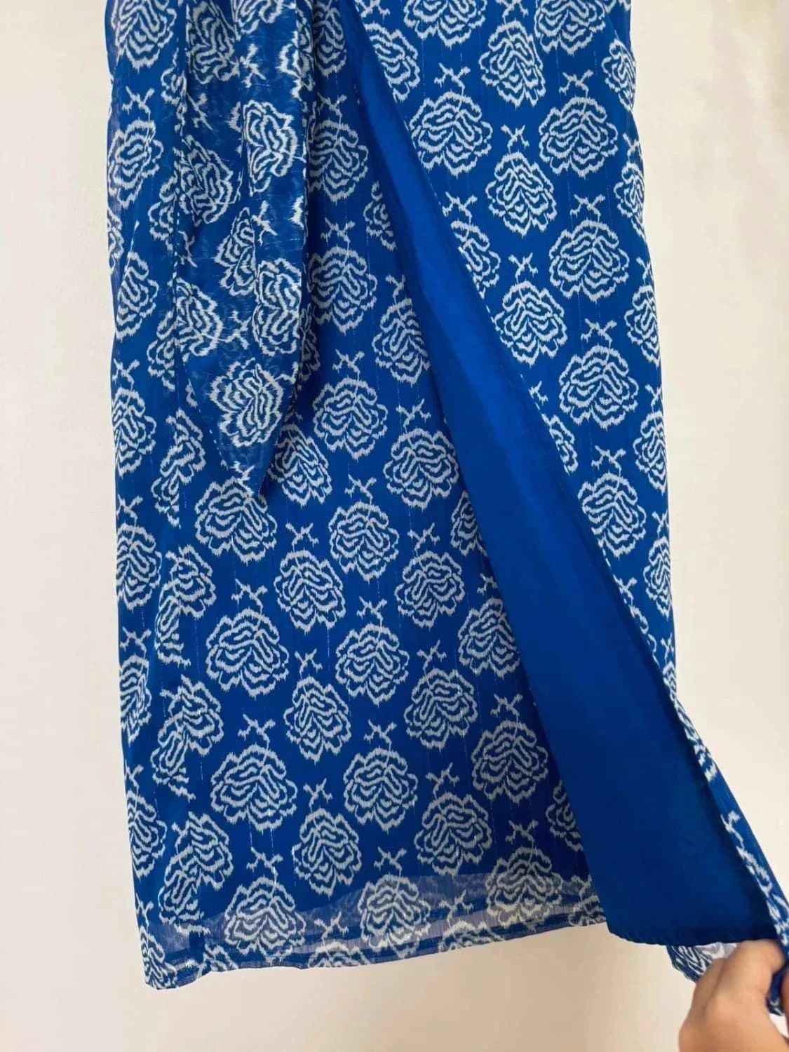 Jupe longue portefeuille Molly Bracken bleue fluide taille S - Photo 3/6