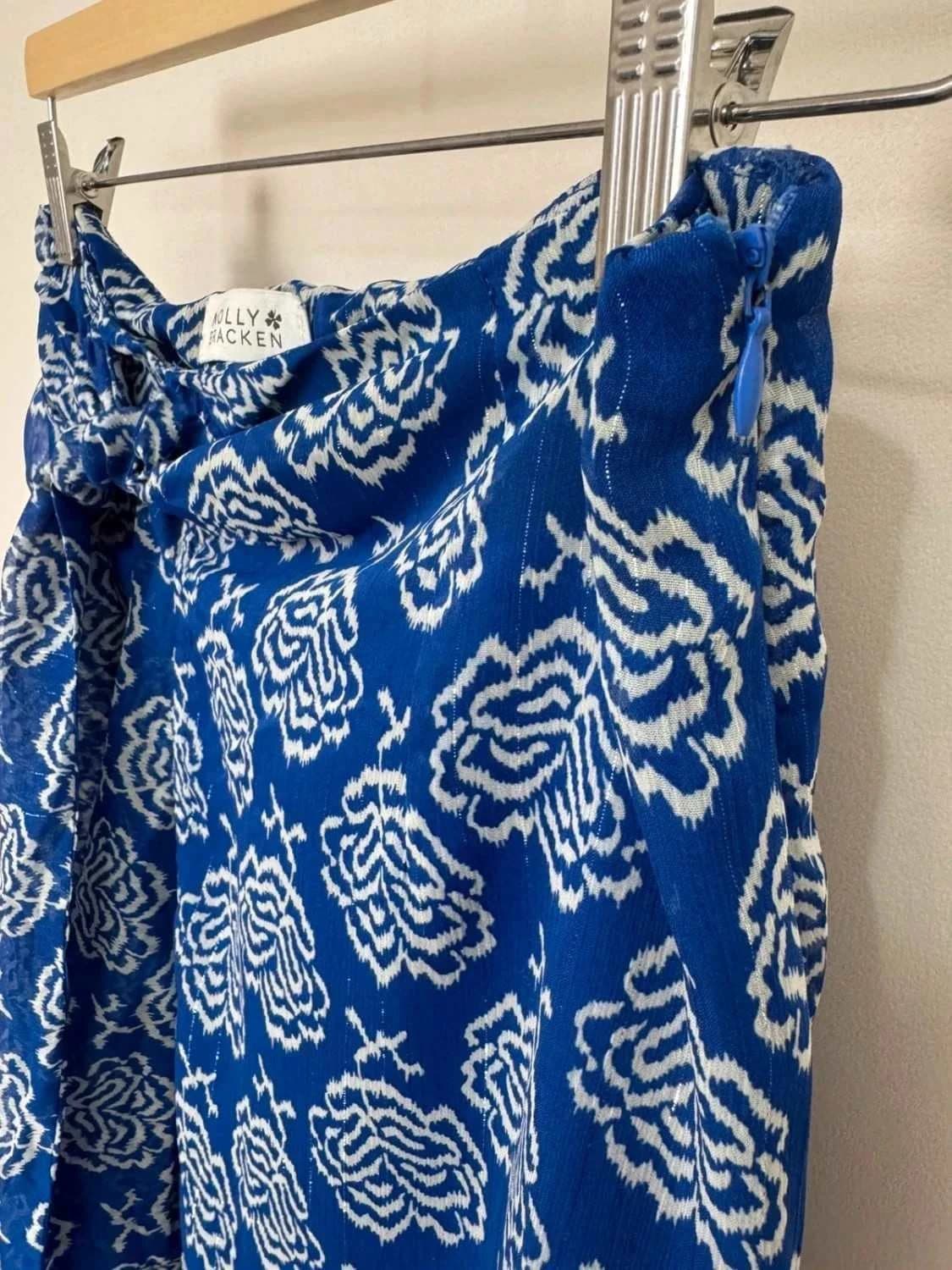 Jupe longue portefeuille Molly Bracken bleue fluide taille S - Photo 5/6