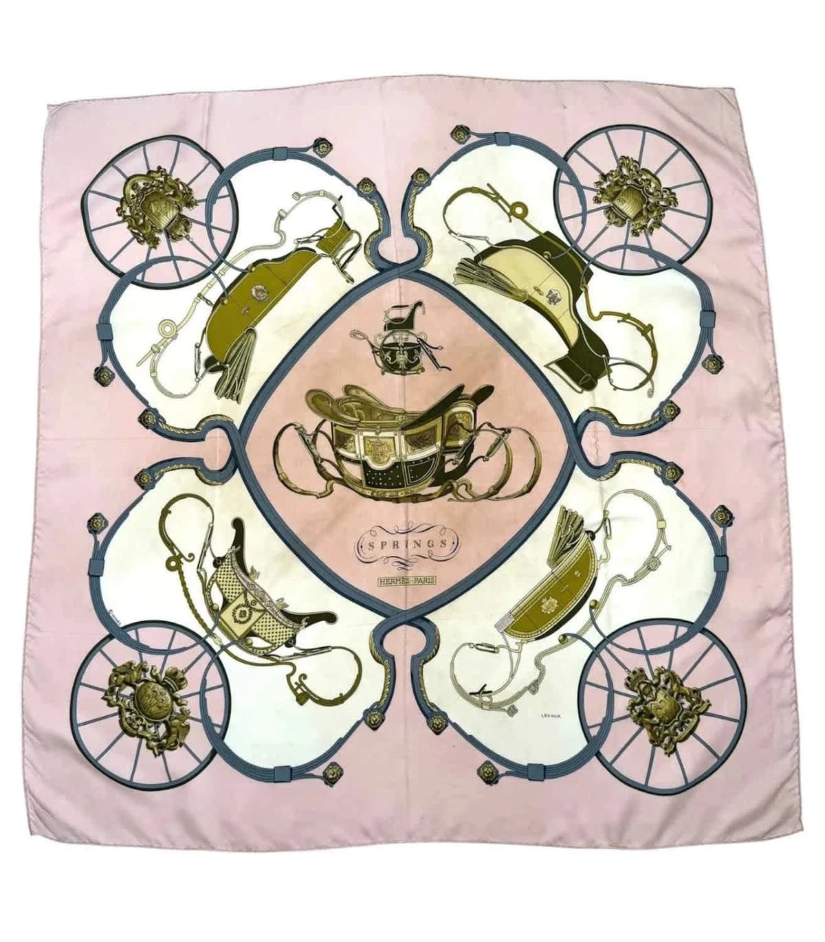Carré de soie Hermès Springs Ledoux rose imprimé carrosse taille unique - Photo 1/9