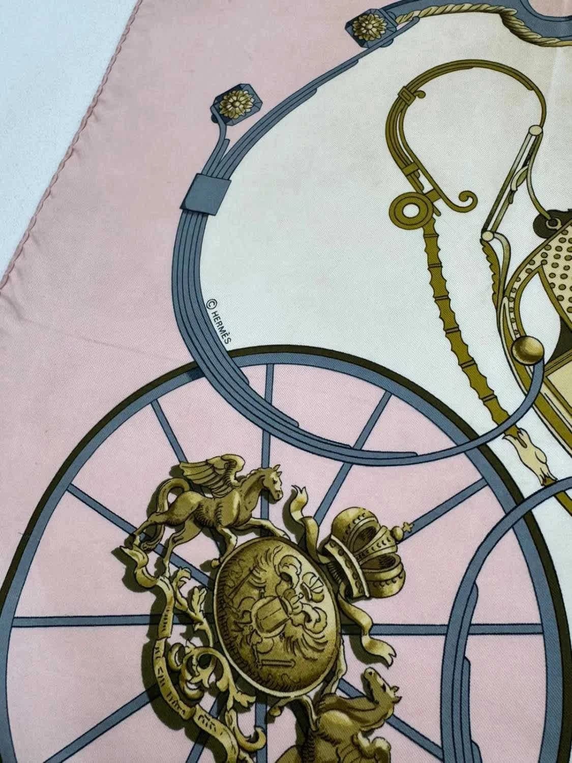 Carré de soie Hermès Springs Ledoux rose imprimé carrosse taille unique - Photo 4/9