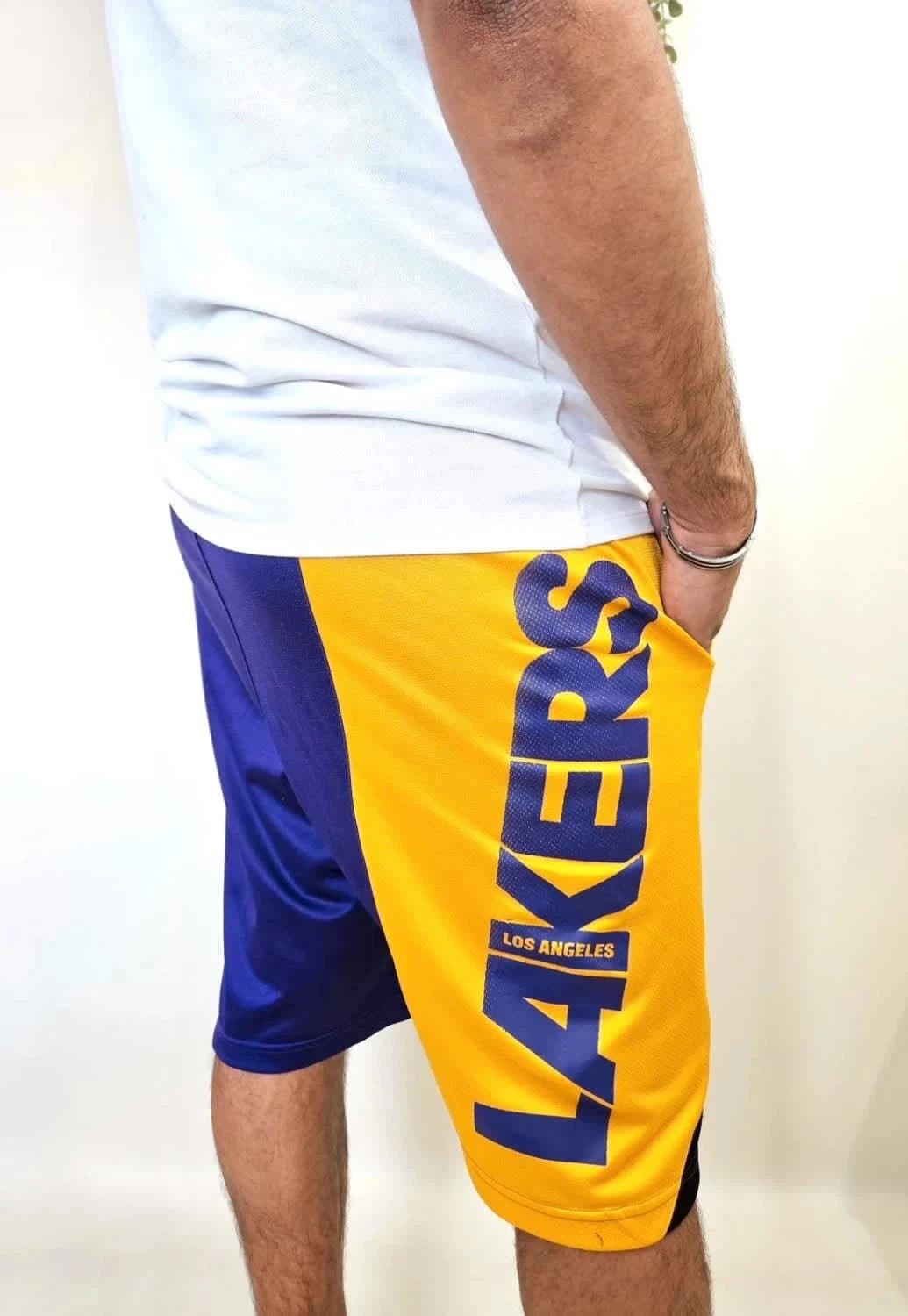 Short Adidas Los Angeles Lakers NBA violet et jaune - Photo 3/11
