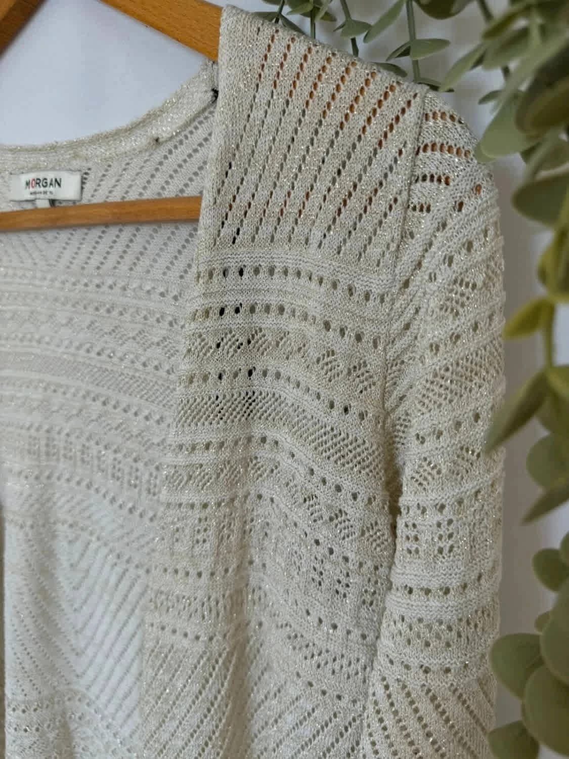 Gilet/cardigan long Morgan crème en maille taille M - Photo 3/6