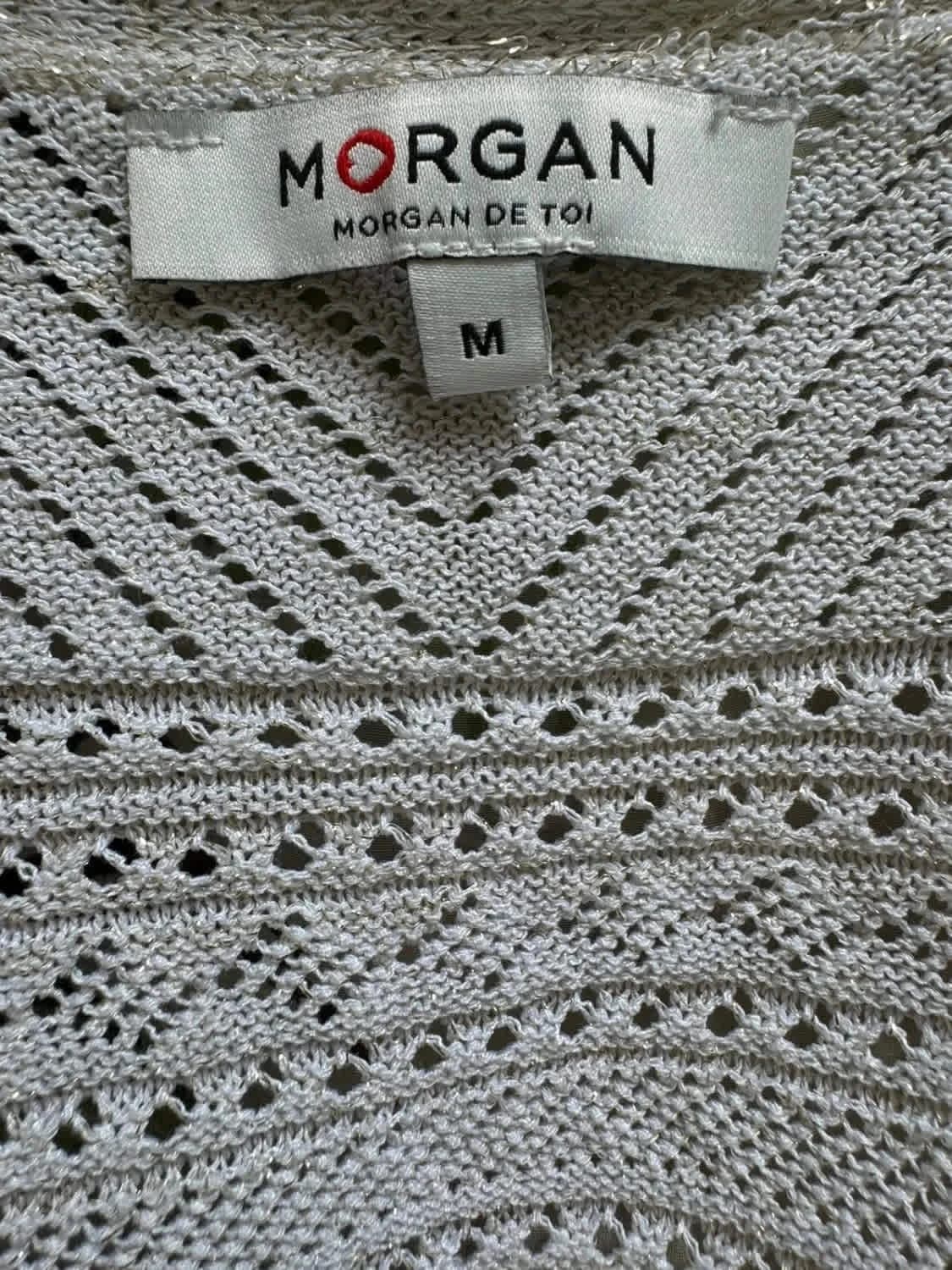 Gilet/cardigan long Morgan crème en maille taille M - Photo 5/6