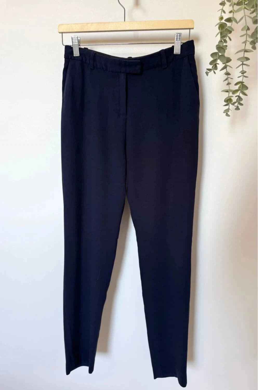 Pantalon bleu marine Maje coupe droite fluide taille 36 - Photo 2/8
