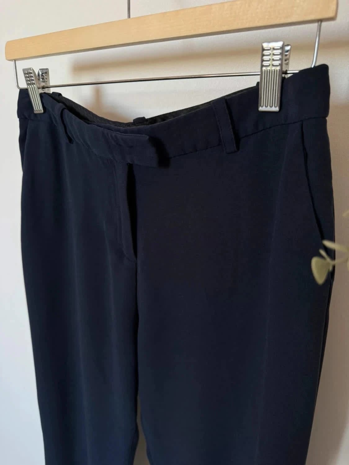 Pantalon bleu marine Maje coupe droite fluide taille 36 - Photo 3/8