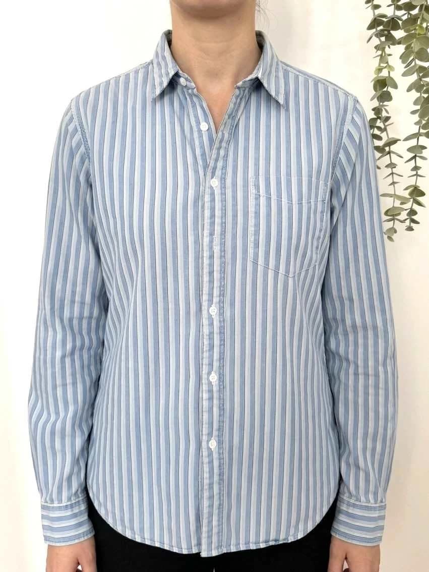 Chemise rayée coton Ralph Lauren RRL double RL bleu blanc taille L - Photo 1/10