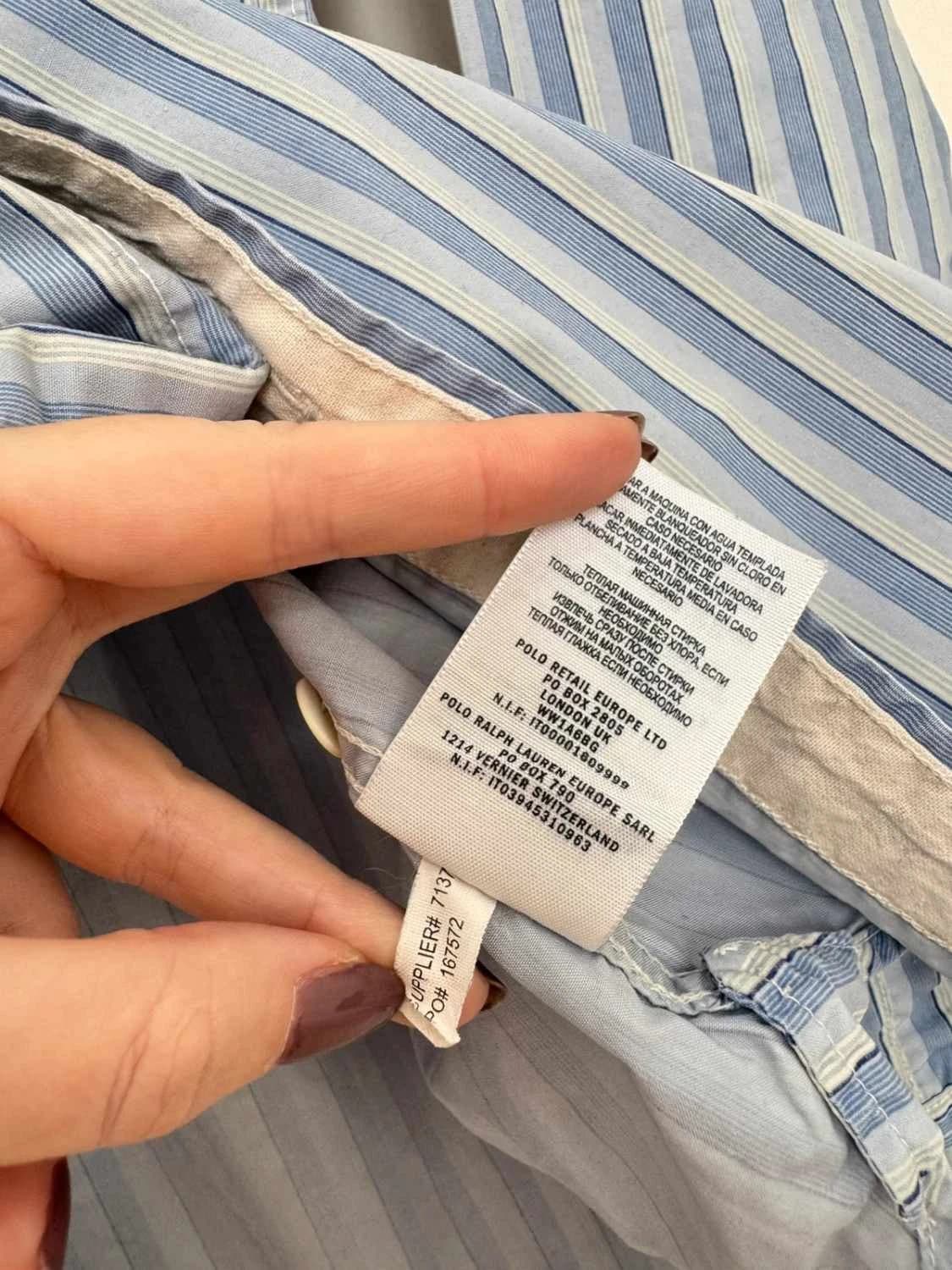 Chemise rayée coton Ralph Lauren RRL double RL bleu blanc taille L - Photo 6/10