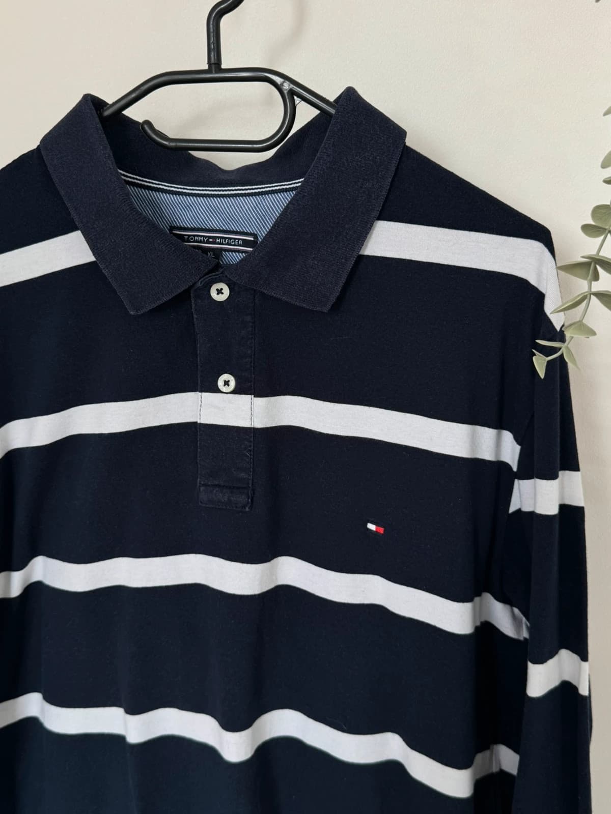 Polo manches longues rugby rayé Tommy Hilfiger bleu marine rouge taille XL - FP260237 - Photo 3/7