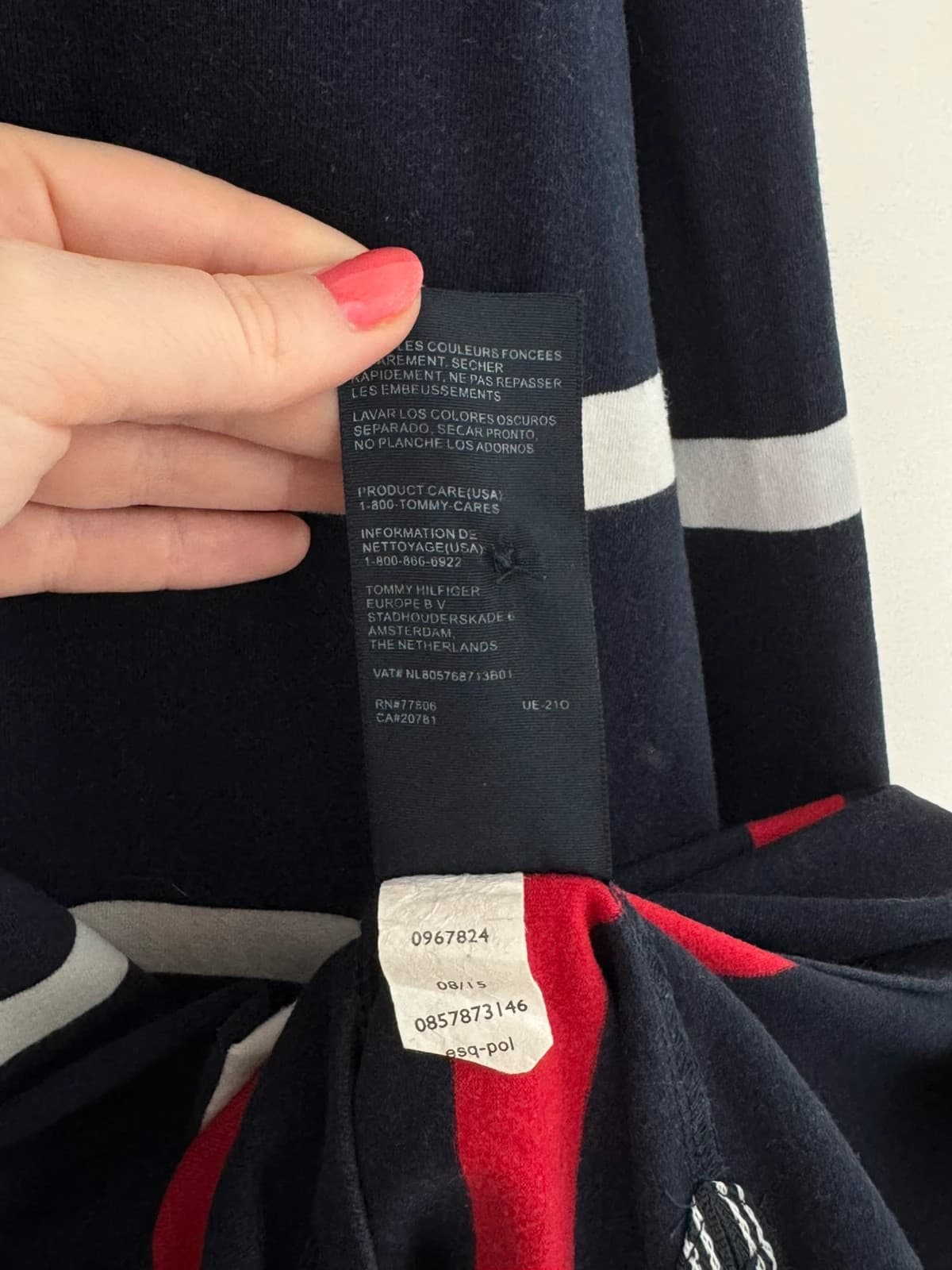 Polo manches longues rugby rayé Tommy Hilfiger bleu marine rouge taille XL - FP260237 - Photo 6/7