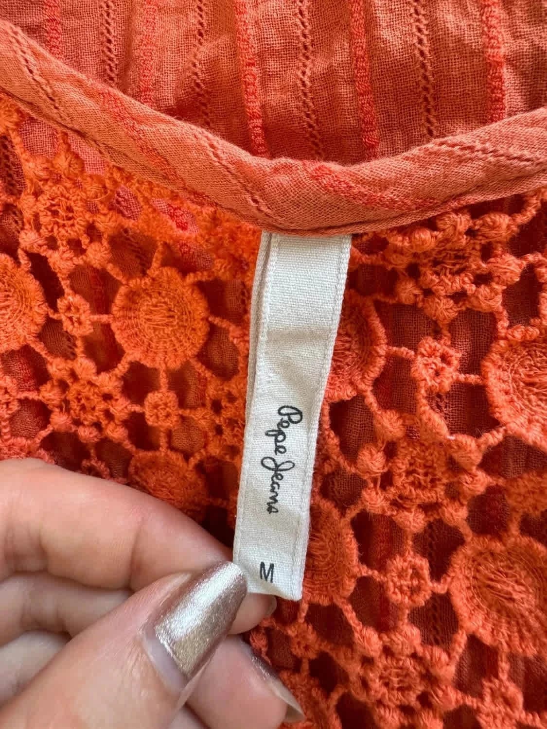 Top sans manches débardeur orange macramé Pepe Jeans taille M - Photo 7/9