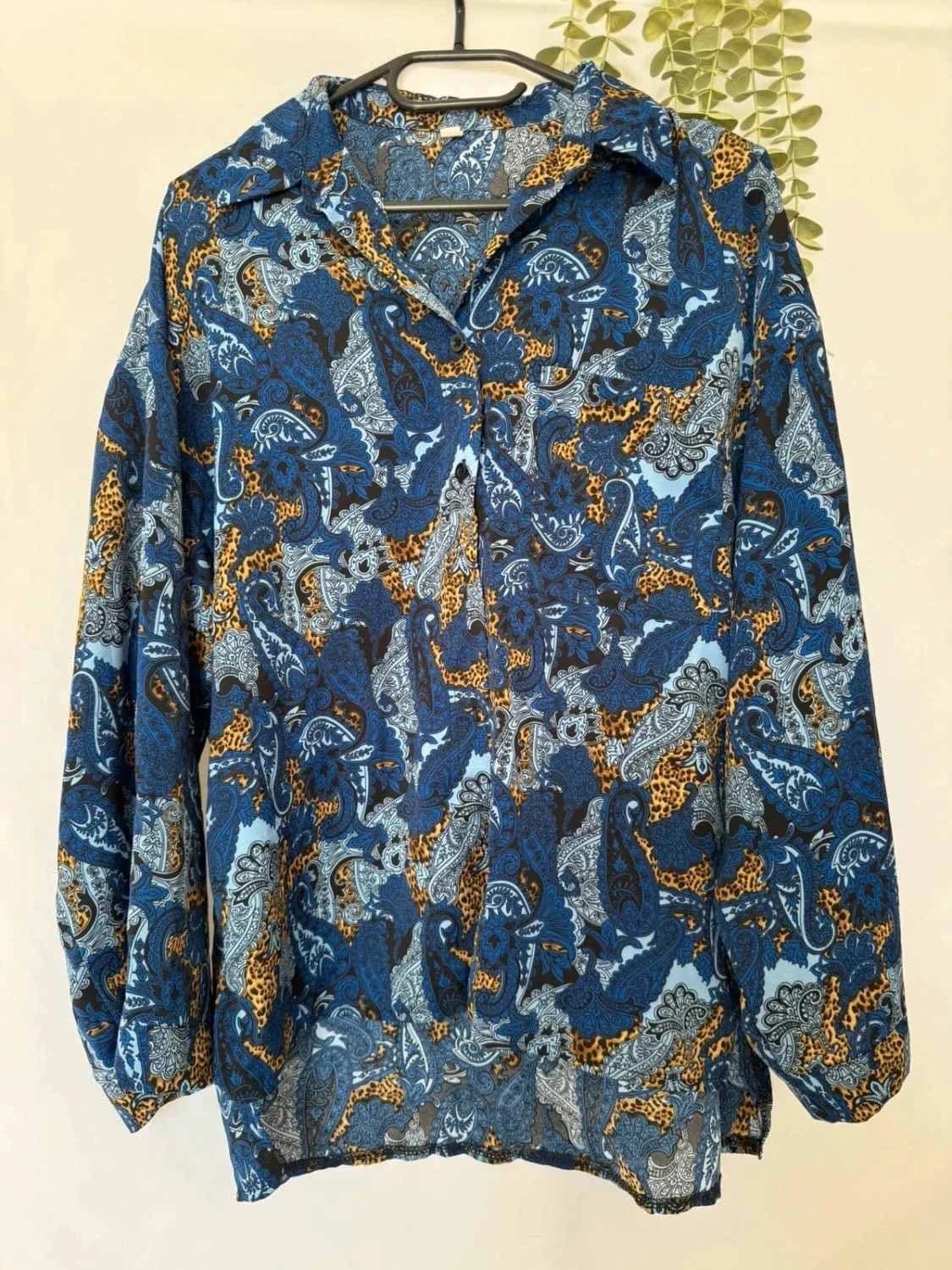Blouse bleue oversize à imprimé taille S - Photo 2/6