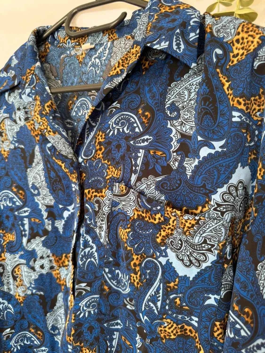 Blouse bleue oversize à imprimé taille S - Photo 3/6