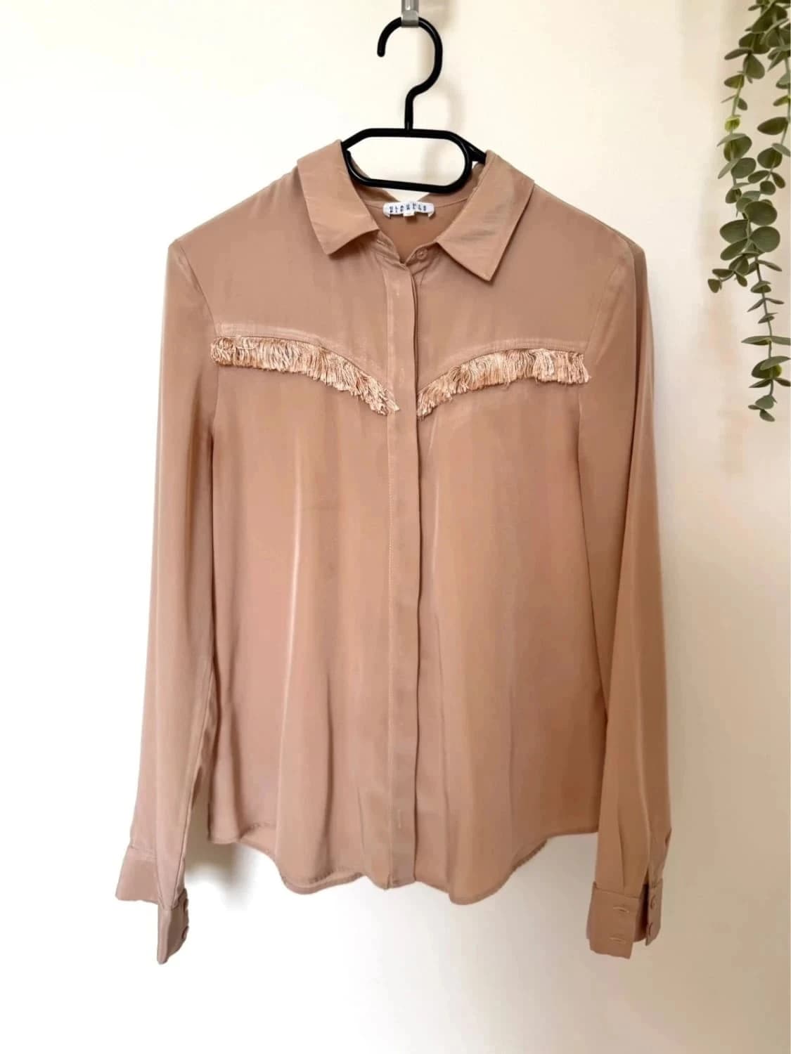 Blouse fluide à franges satinée rose Claudie Pierlot taille 36 - Photo 2/8