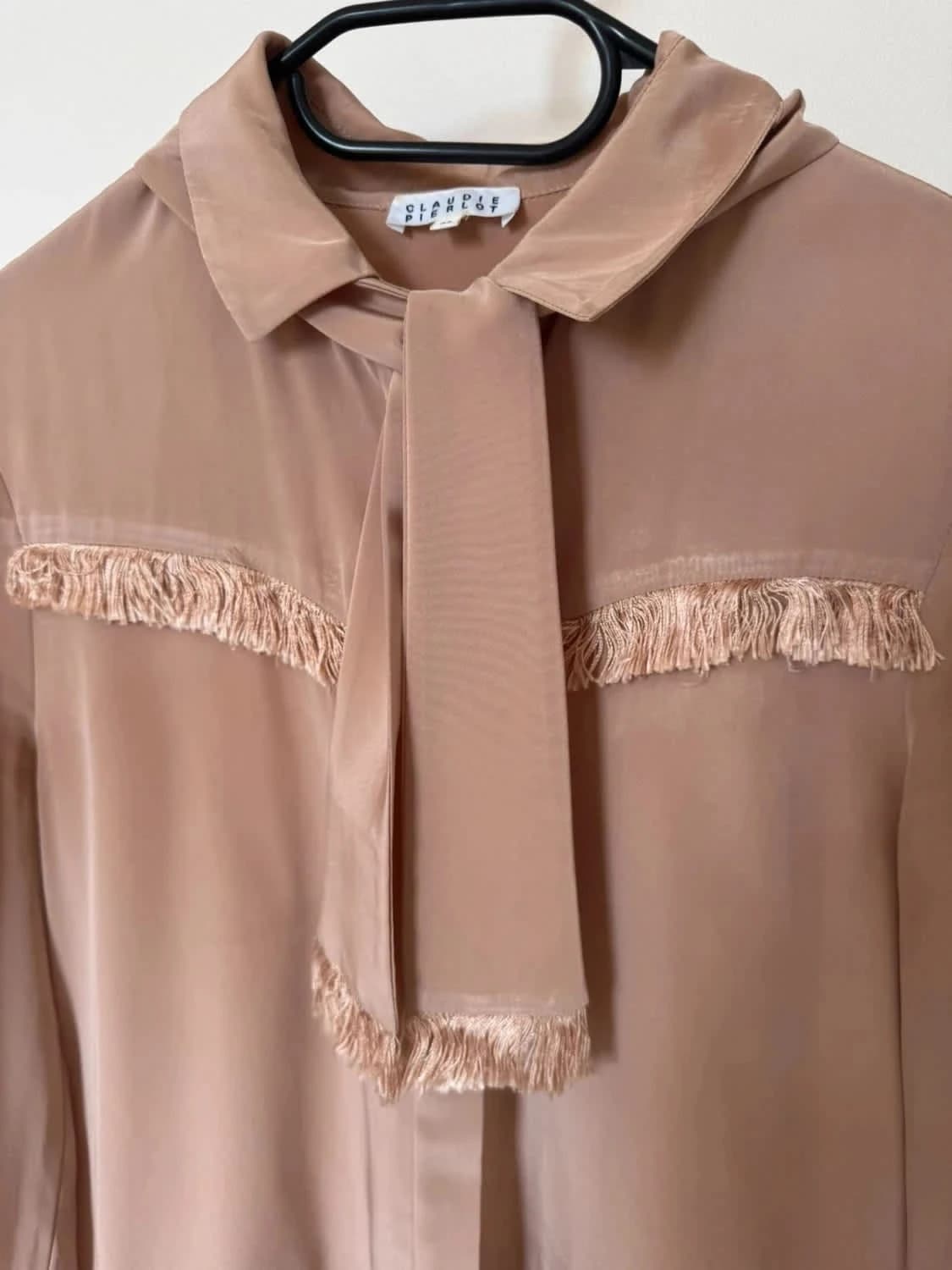 Blouse fluide à franges satinée rose Claudie Pierlot taille 36 - Photo 7/8