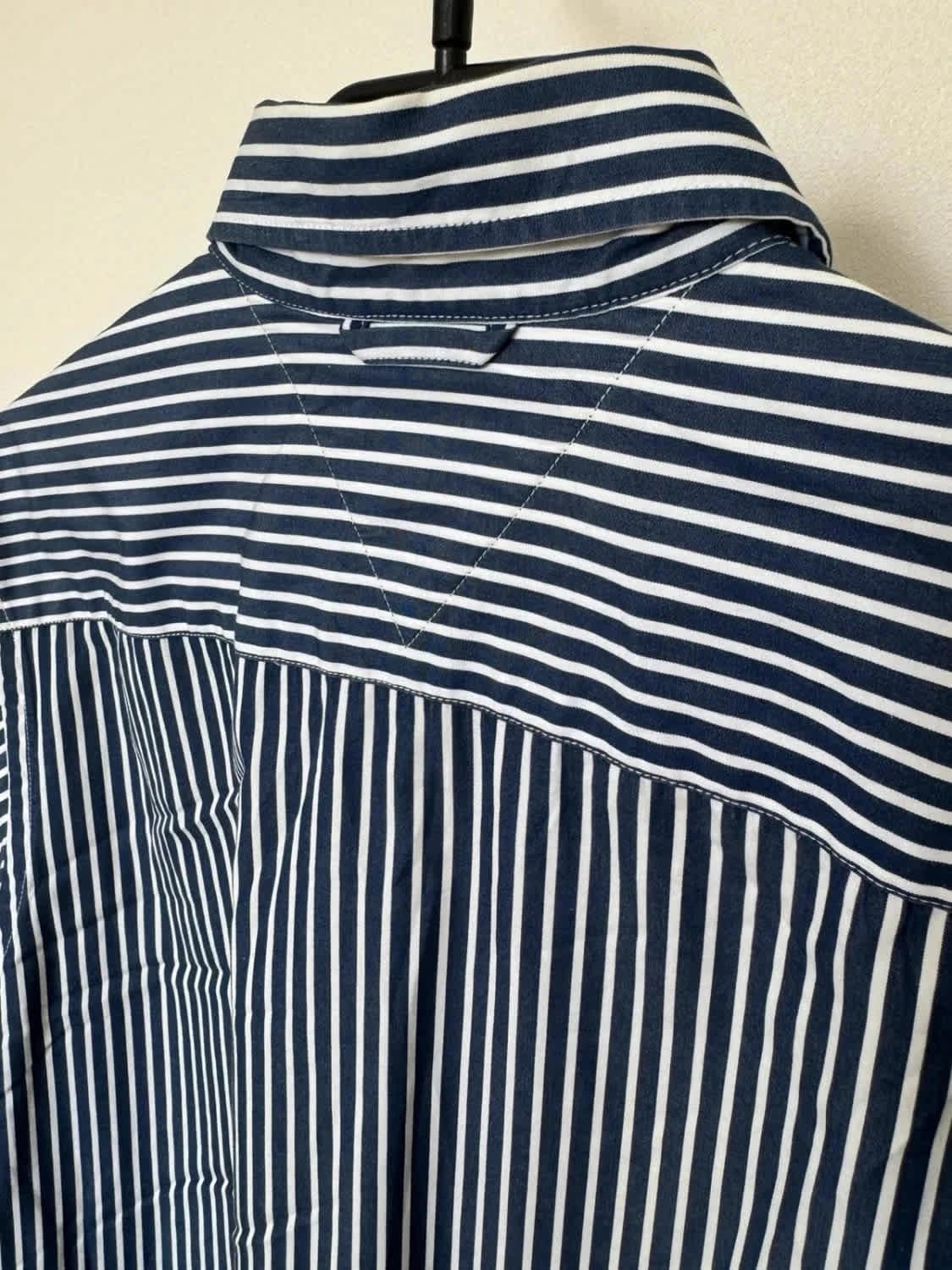 Chemise Tommy Hilfiger rayée bleu marine blanc coton manches longues modèle 80’s two ply taille S - Photo 7/8
