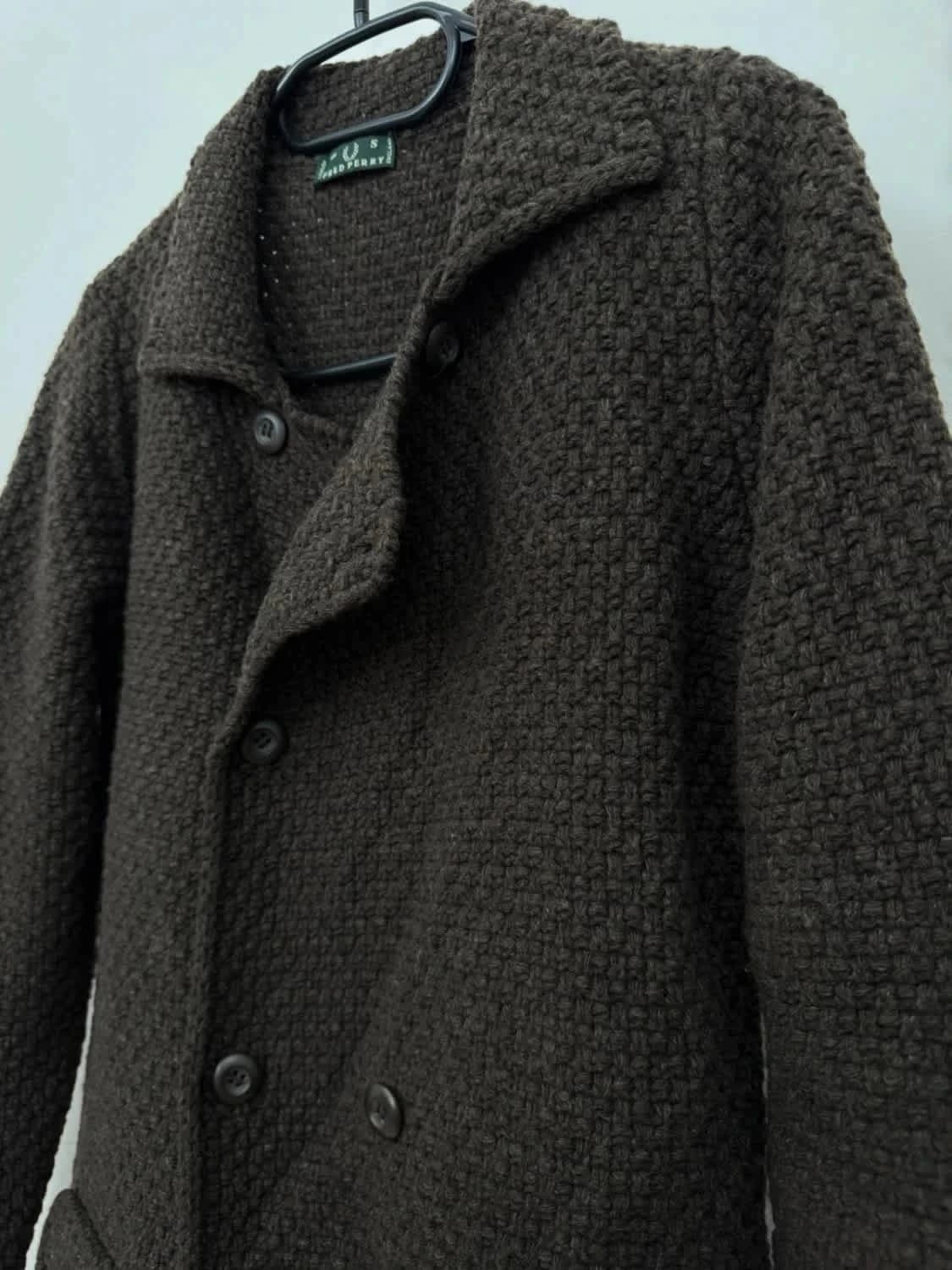 Manteau cardigan maille laine Fred Perry marron taille S - Photo 6/9