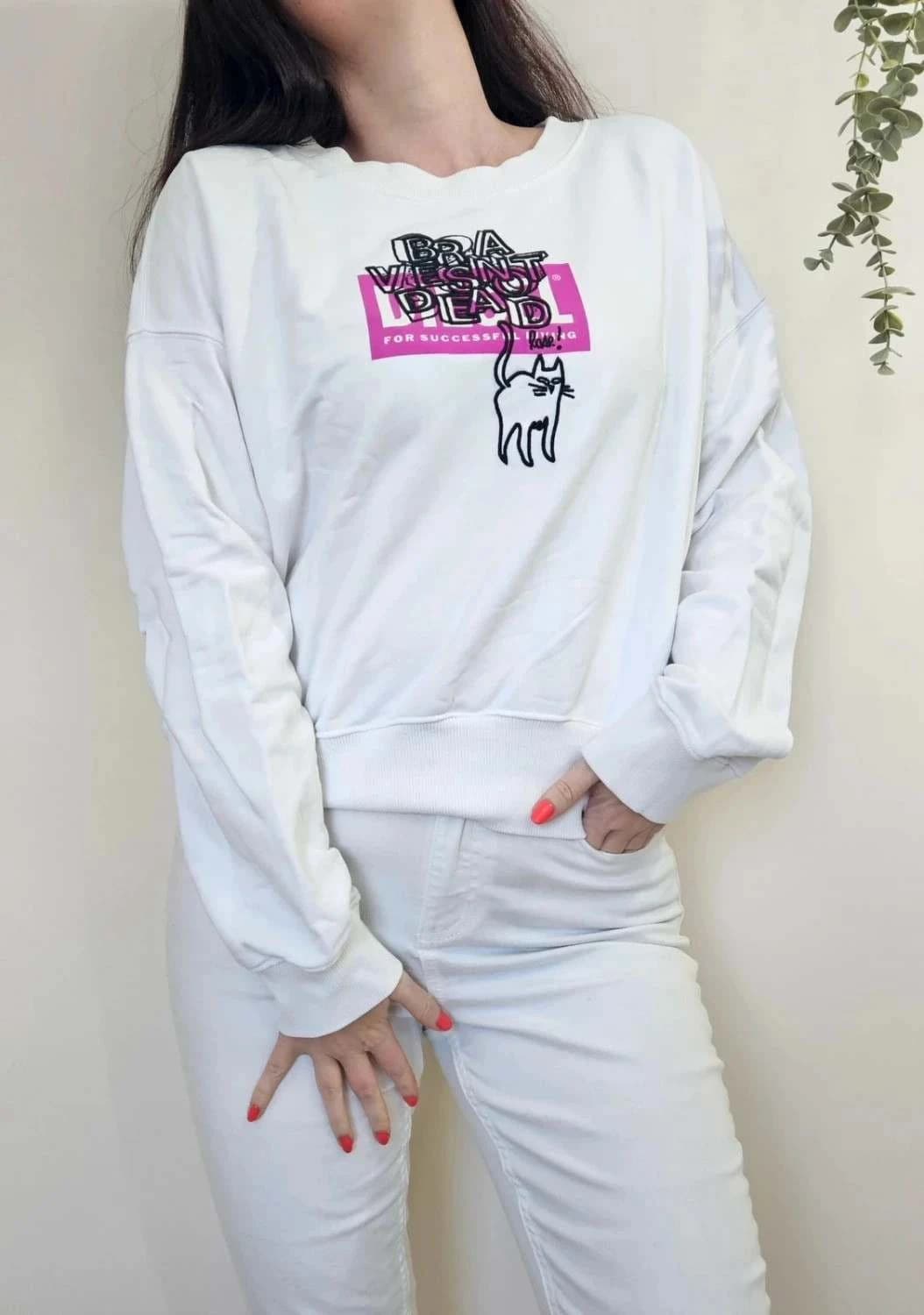 Sweat blanc/Crewneck Diesel brodé taille M - Photo 1/7