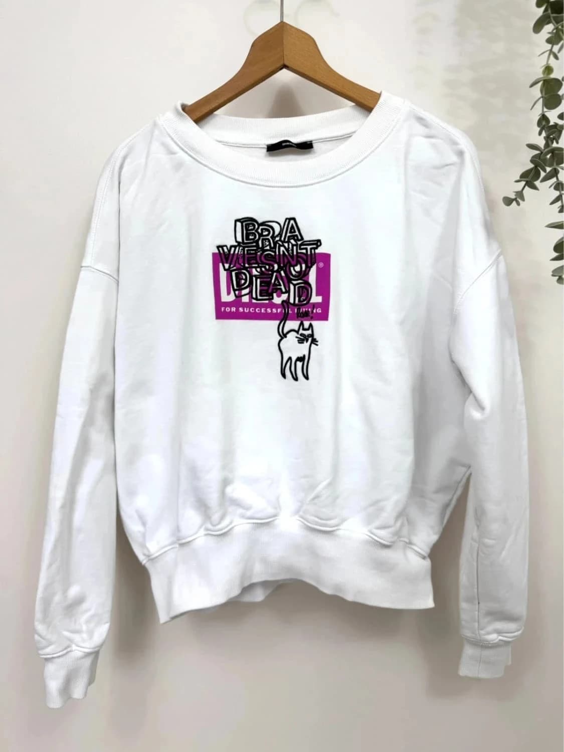 Sweat blanc/Crewneck Diesel brodé taille M - Photo 2/7