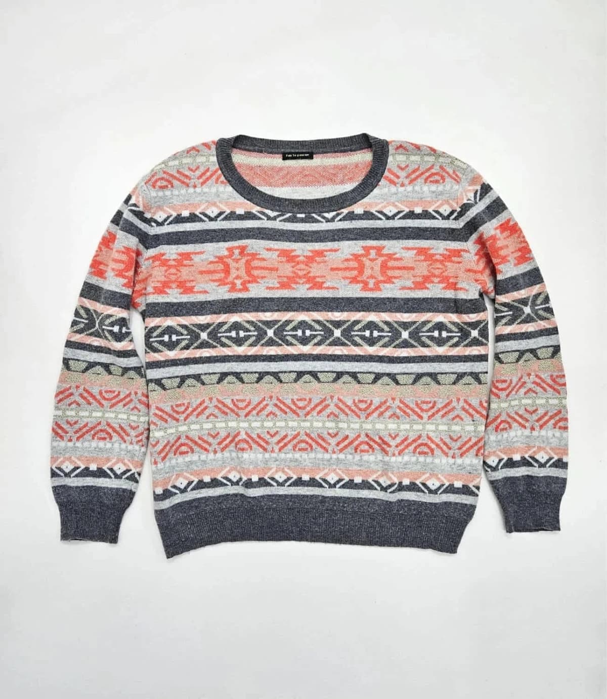 Pull d’hiver vintage knitwear à motifs avec du doré - Photo 1/7
