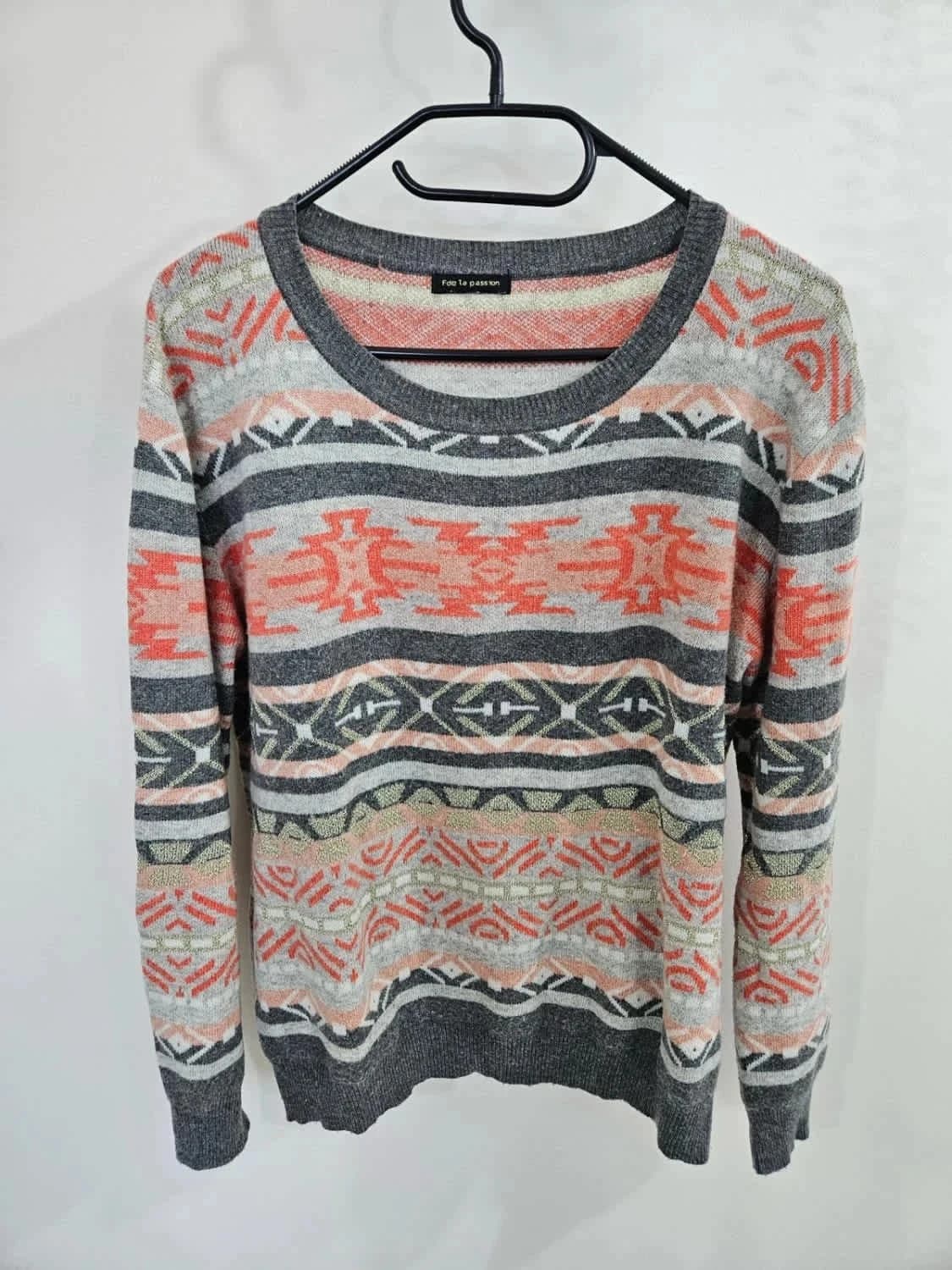 Pull d’hiver vintage knitwear à motifs avec du doré - Photo 3/7