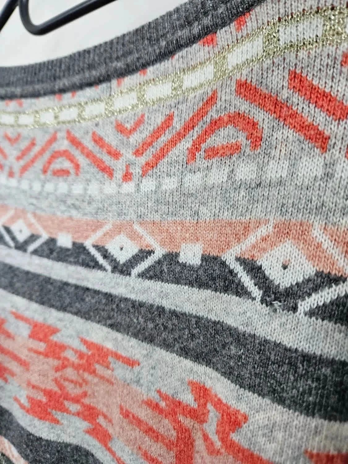 Pull d’hiver vintage knitwear à motifs avec du doré - Photo 7/7