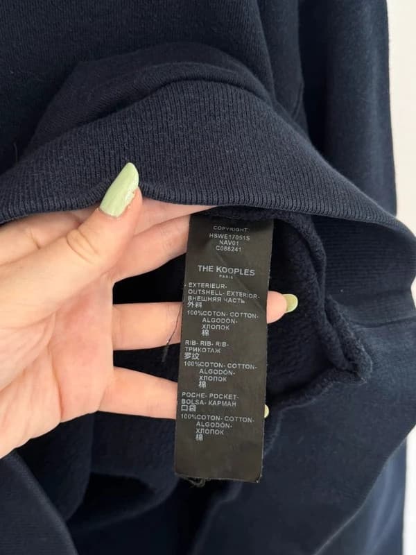 Sweat Crewneck The Kooples Sport navy poche zippée manche relaxed taille S - Photo 6/9