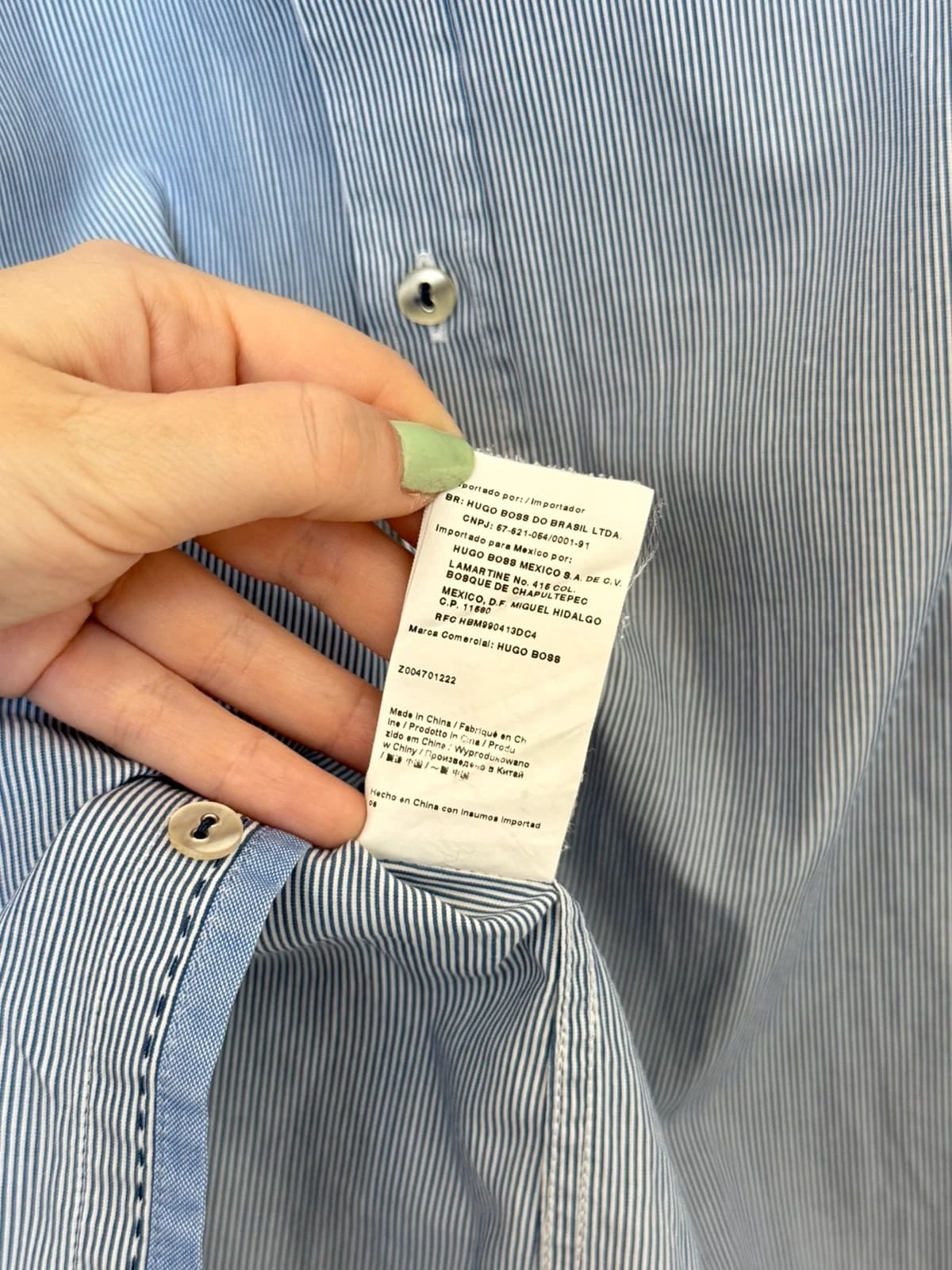 Chemise Hugo Boss bleu rayures fines taille M regular fit Lorenzo - FP260650 - Photo 6/10