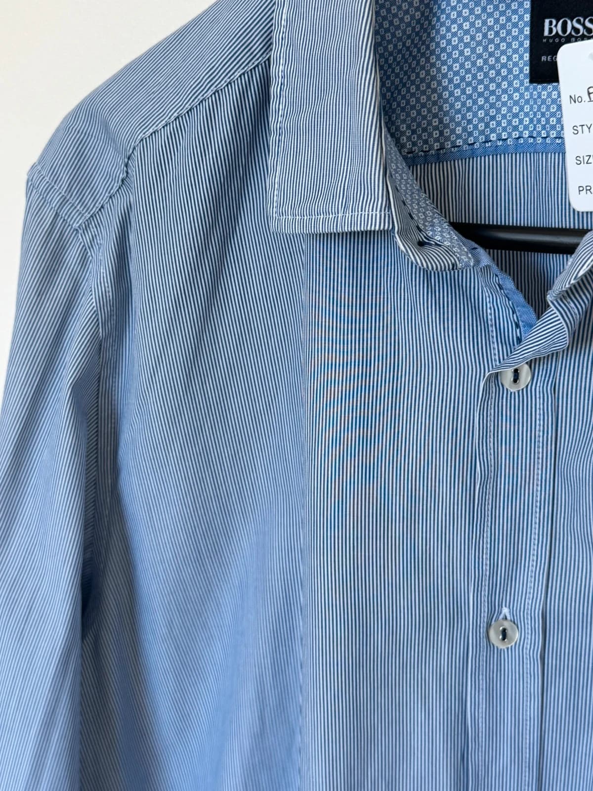 Chemise Hugo Boss bleu rayures fines taille M regular fit Lorenzo - FP260650 - Photo 8/10